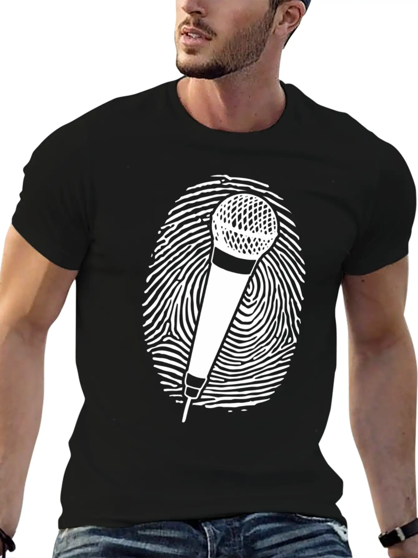 Microphone Thumbprint Singing Funny Karaoke Girls Comfortable Minimalist Graphic Tee – Summer Style Essential