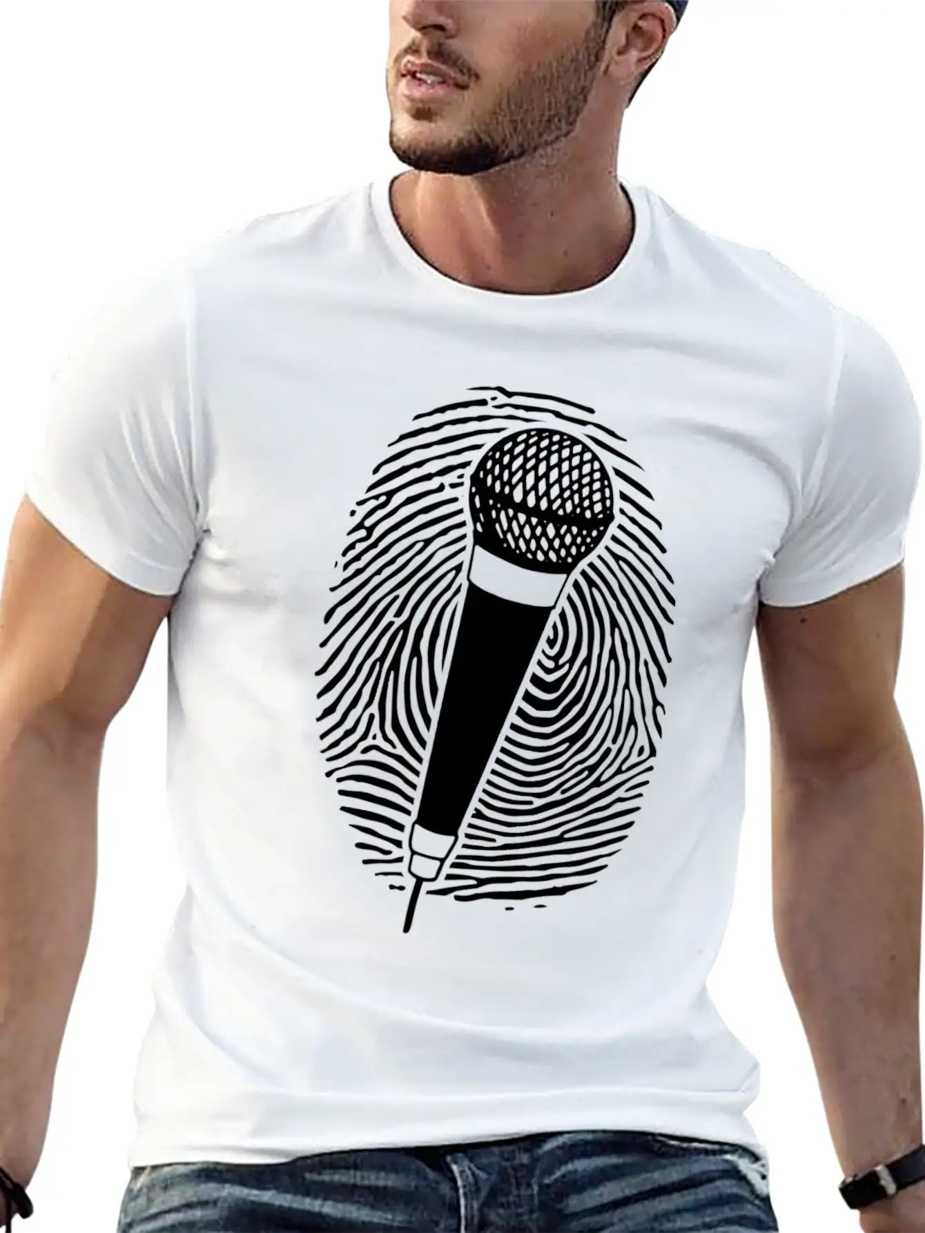 Microphone Thumbprint Singing Funny Karaoke Girls Comfortable Minimalist Graphic Tee – Summer Style Essential