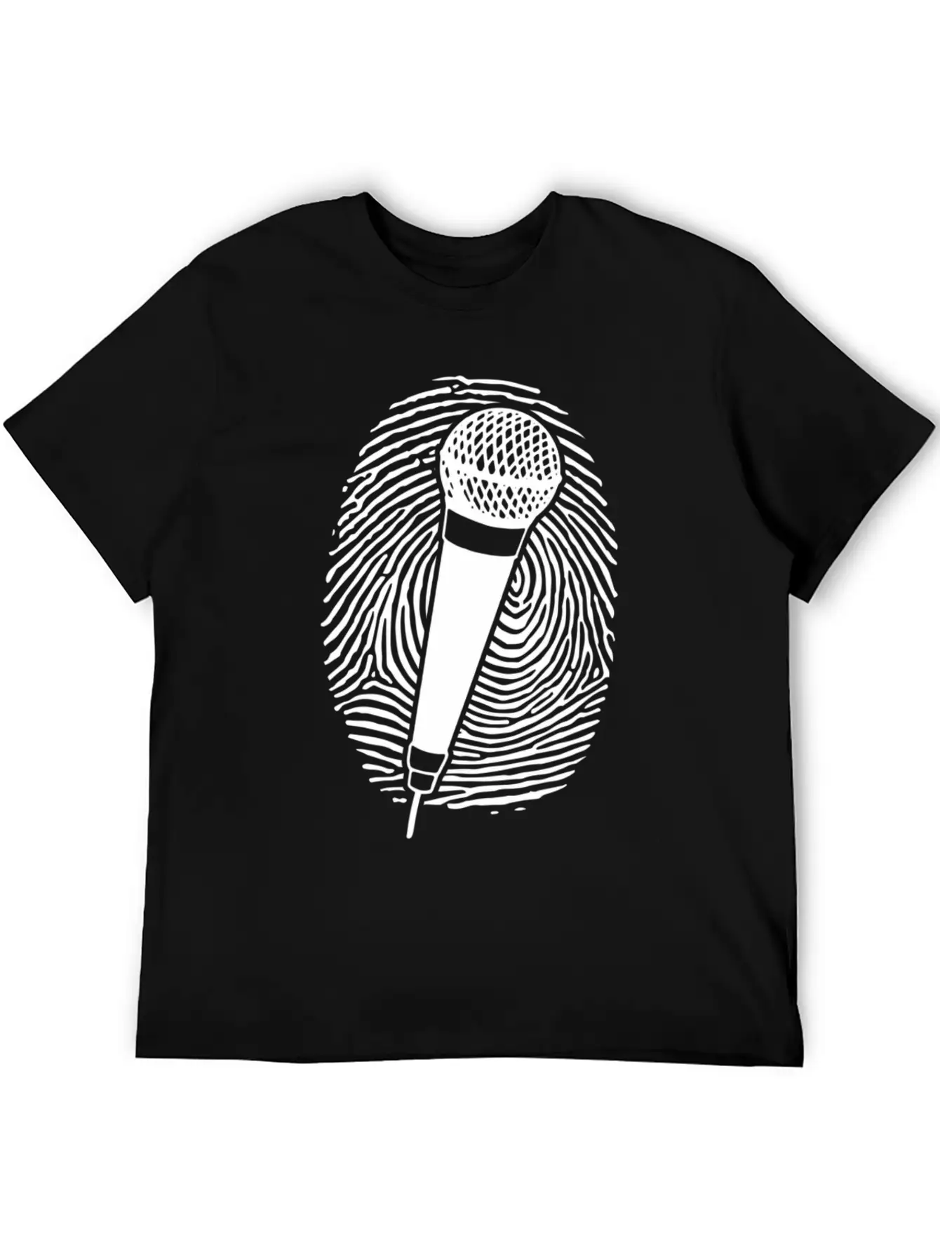 Microphone Thumbprint Singing Funny Karaoke Girls Stylish Everyday T-Shirt – Unisex Basic Cotton Tee