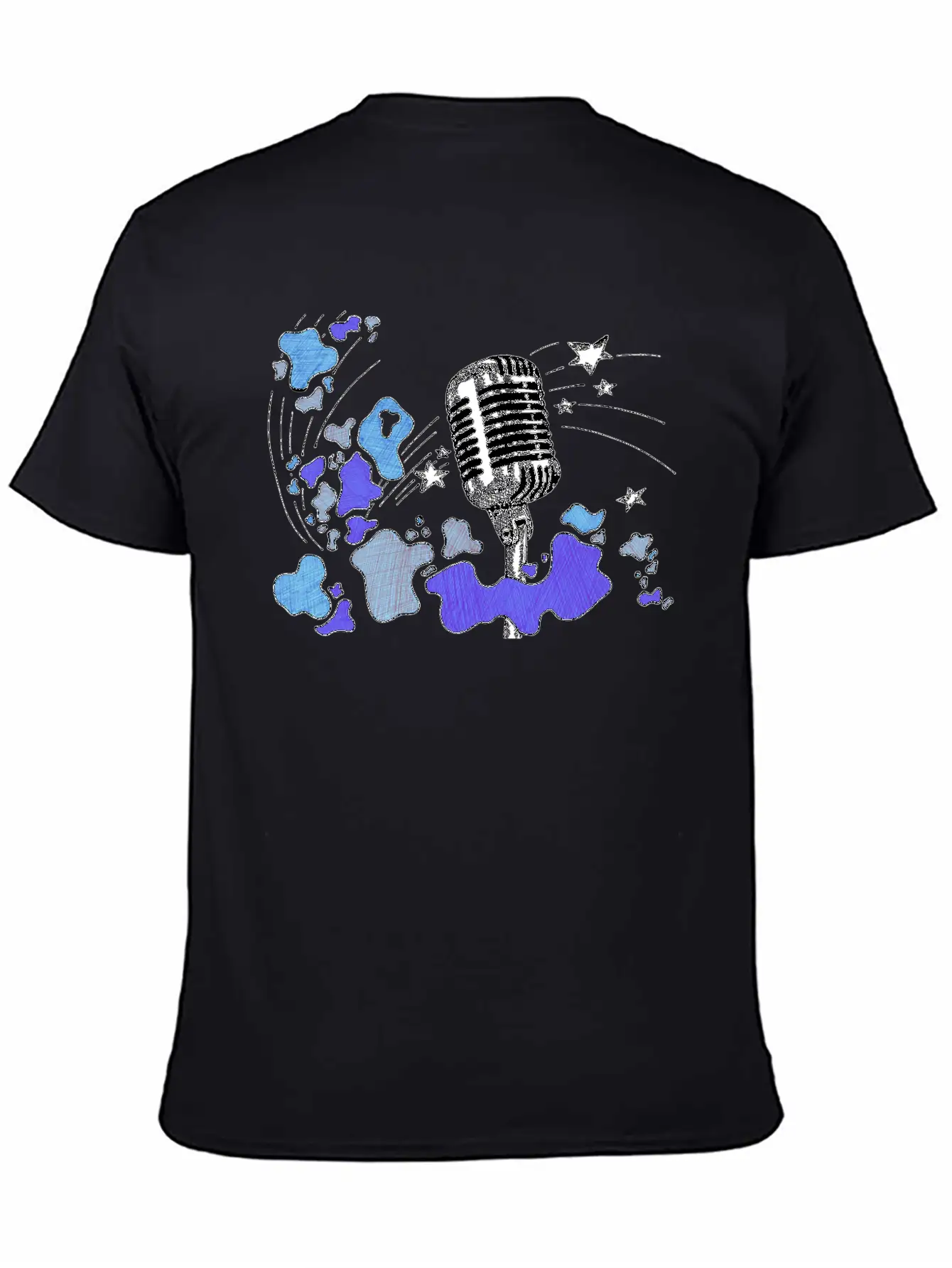 Microphone With Splashes [blue] Comfortable Minimalist Graphic Tee – Summer Style Essential