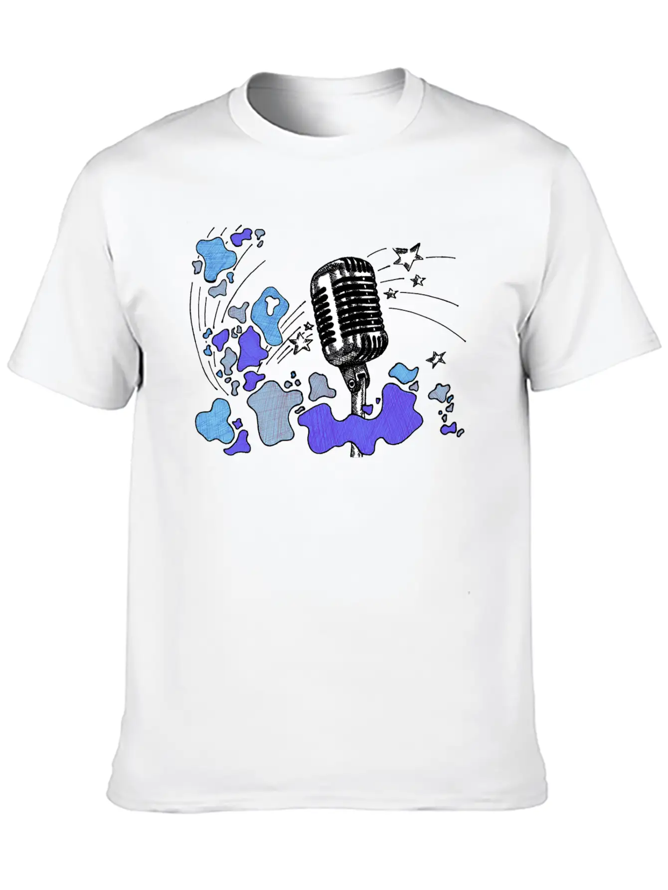 Microphone With Splashes [blue] Comfortable Minimalist Graphic Tee – Summer Style Essential