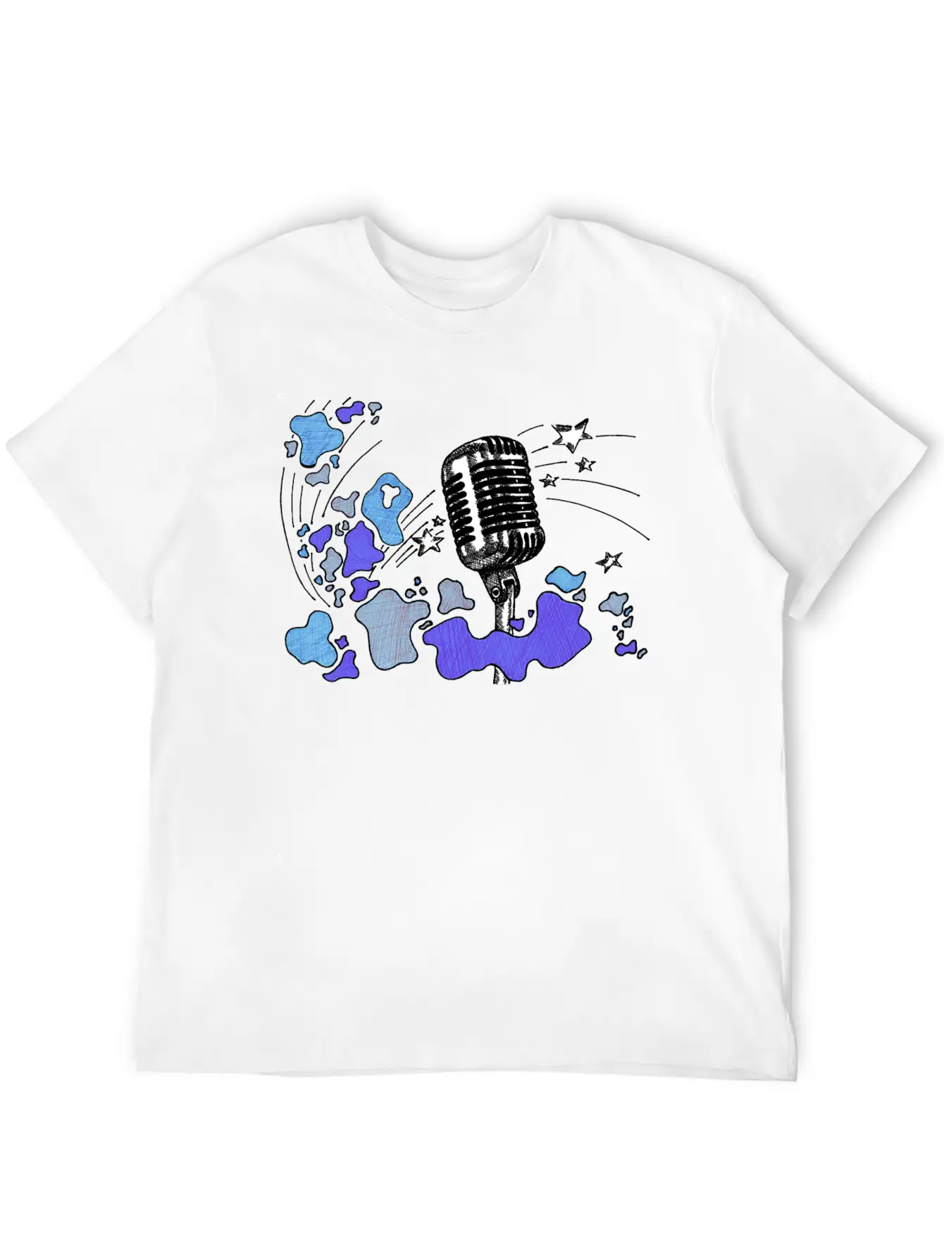 Microphone With Splashes [blue] Comfortable Minimalist Graphic Tee – Summer Style Essential