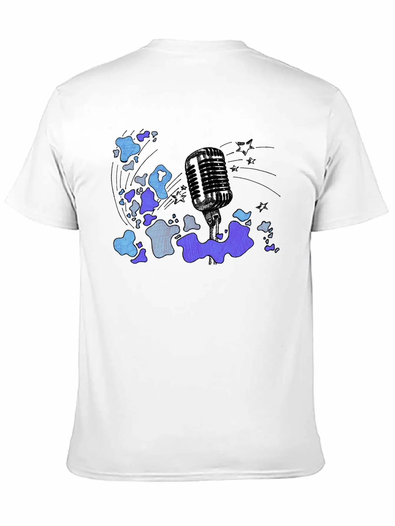 Microphone With Splashes [blue] Comfortable Minimalist Graphic Tee – Summer Style Essential