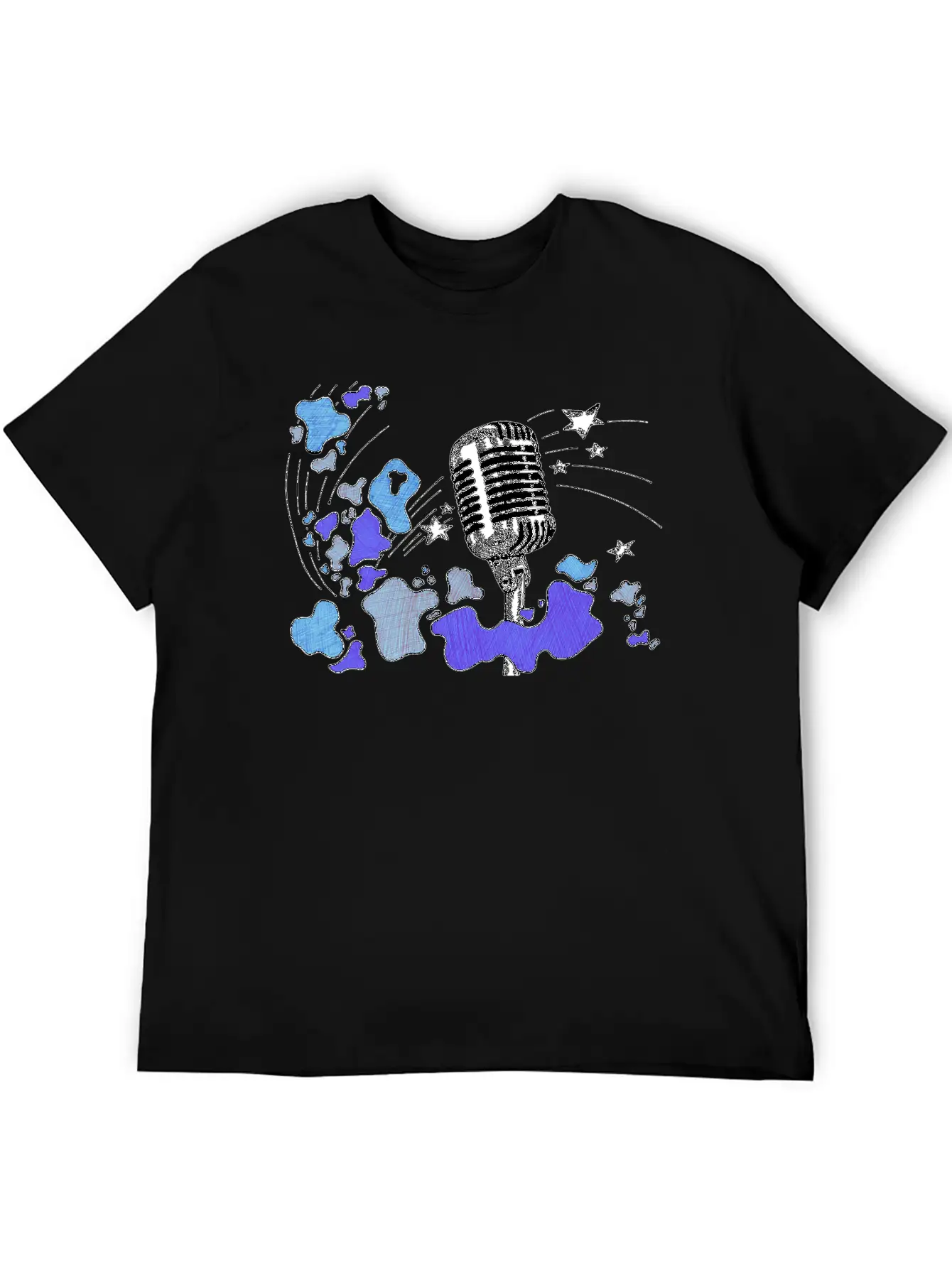 Microphone With Splashes [blue] Comfortable Minimalist Graphic Tee – Summer Style Essential