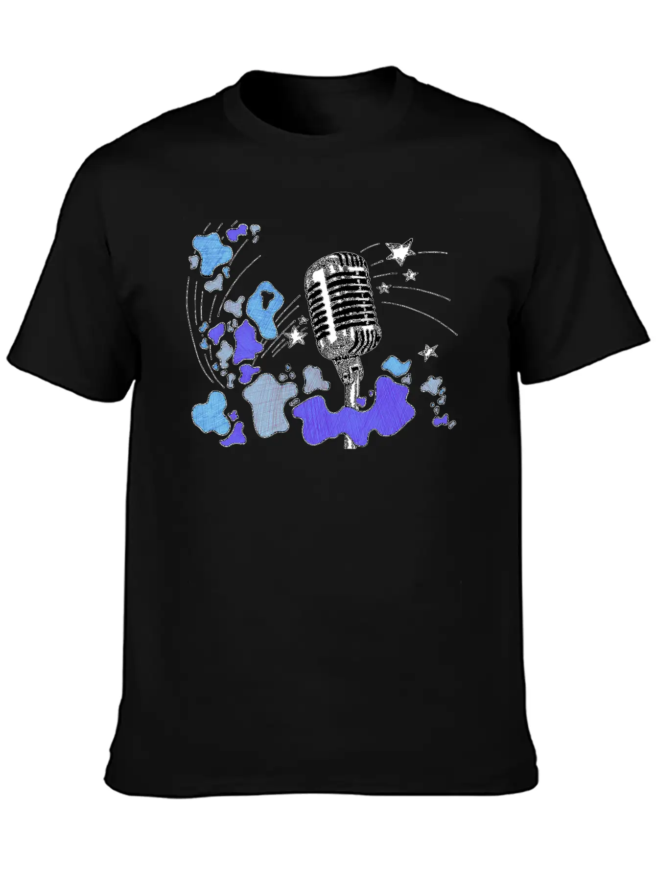 Microphone With Splashes [blue] Comfortable Minimalist Graphic Tee – Summer Style Essential
