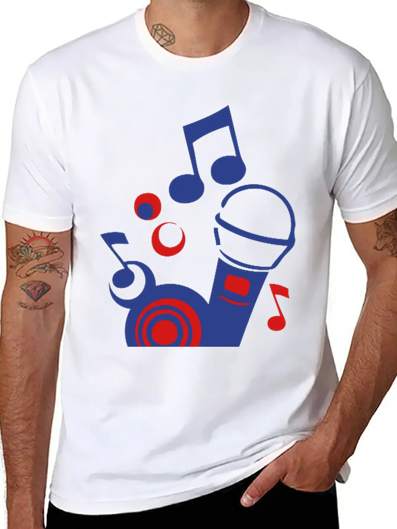 Mikrofon Microphone Microfono Music Note Unisex Short Sleeve Soft Cotton T-Shirt – Casual Everyday Wear