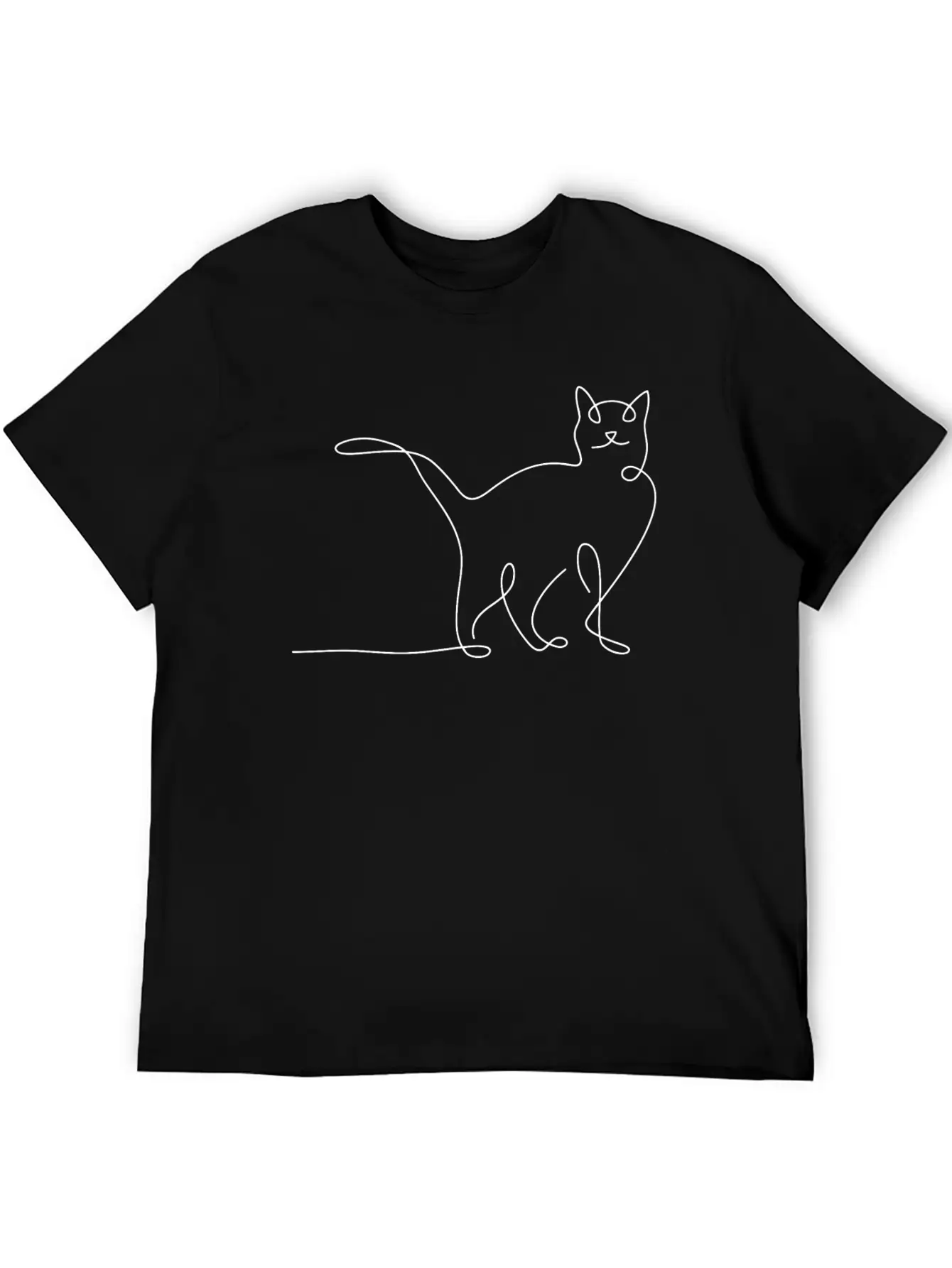 Minimal Cat Simple Simple Kitten Unisex Short Sleeve Soft Cotton T-Shirt – Casual Everyday Wear