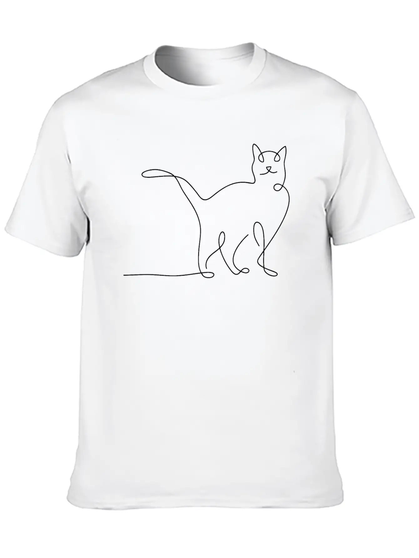 Minimal Cat Simple Simple Kitten Unisex Short Sleeve Soft Cotton T-Shirt – Casual Everyday Wear