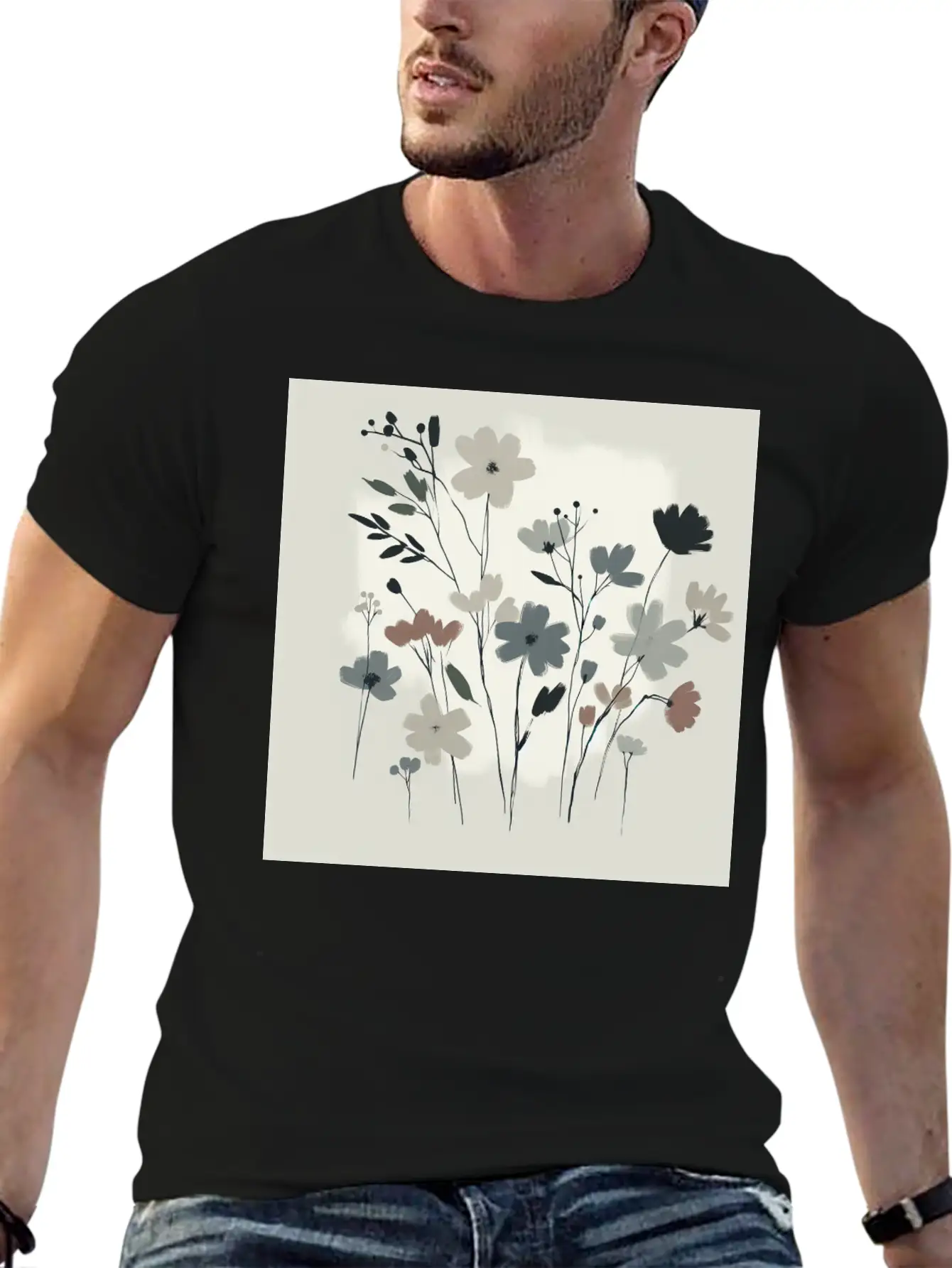 Minimal Floral Design Stylish Everyday T-Shirt – Unisex Basic Cotton Tee