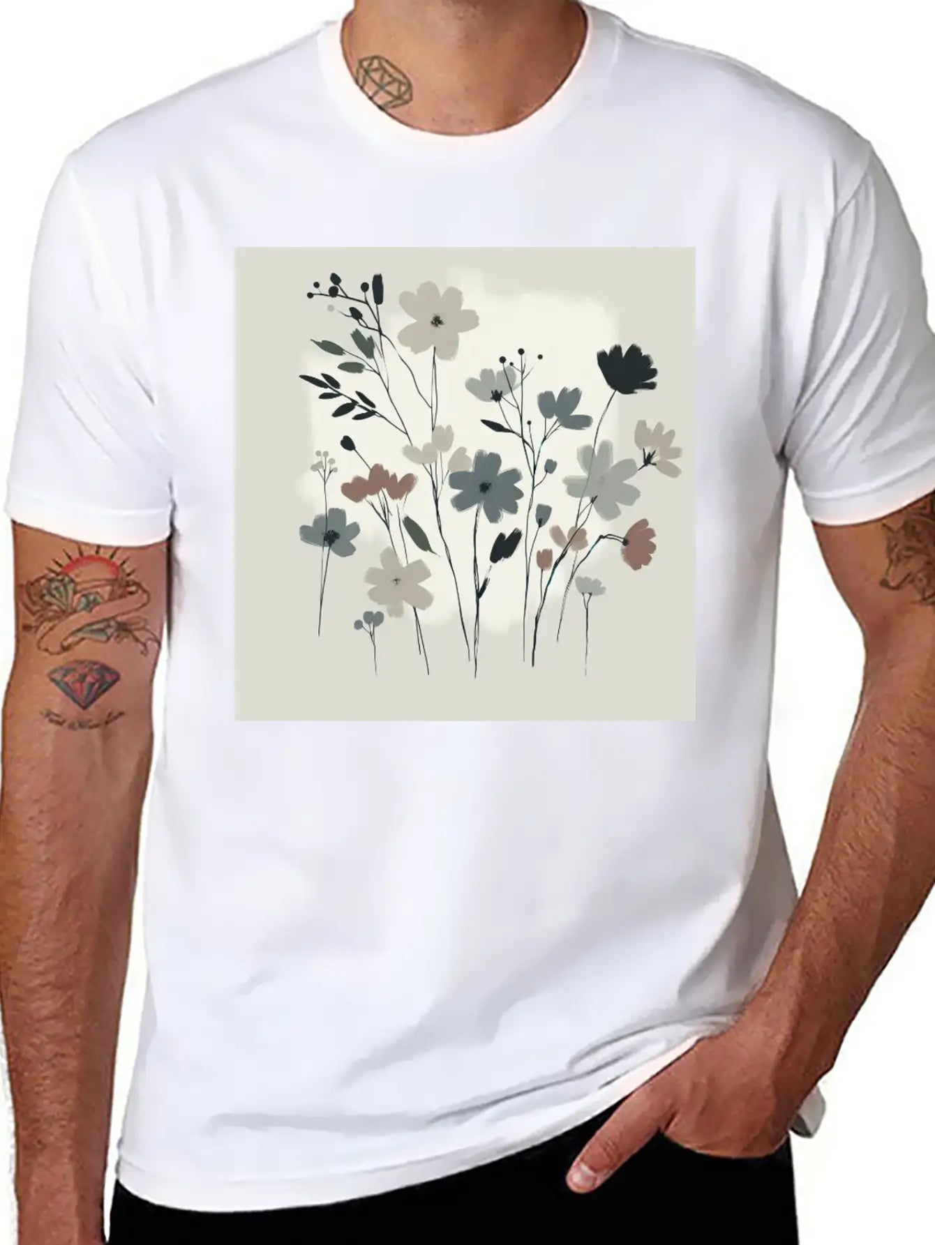 Minimal Floral Design Stylish Everyday T-Shirt – Unisex Basic Cotton Tee