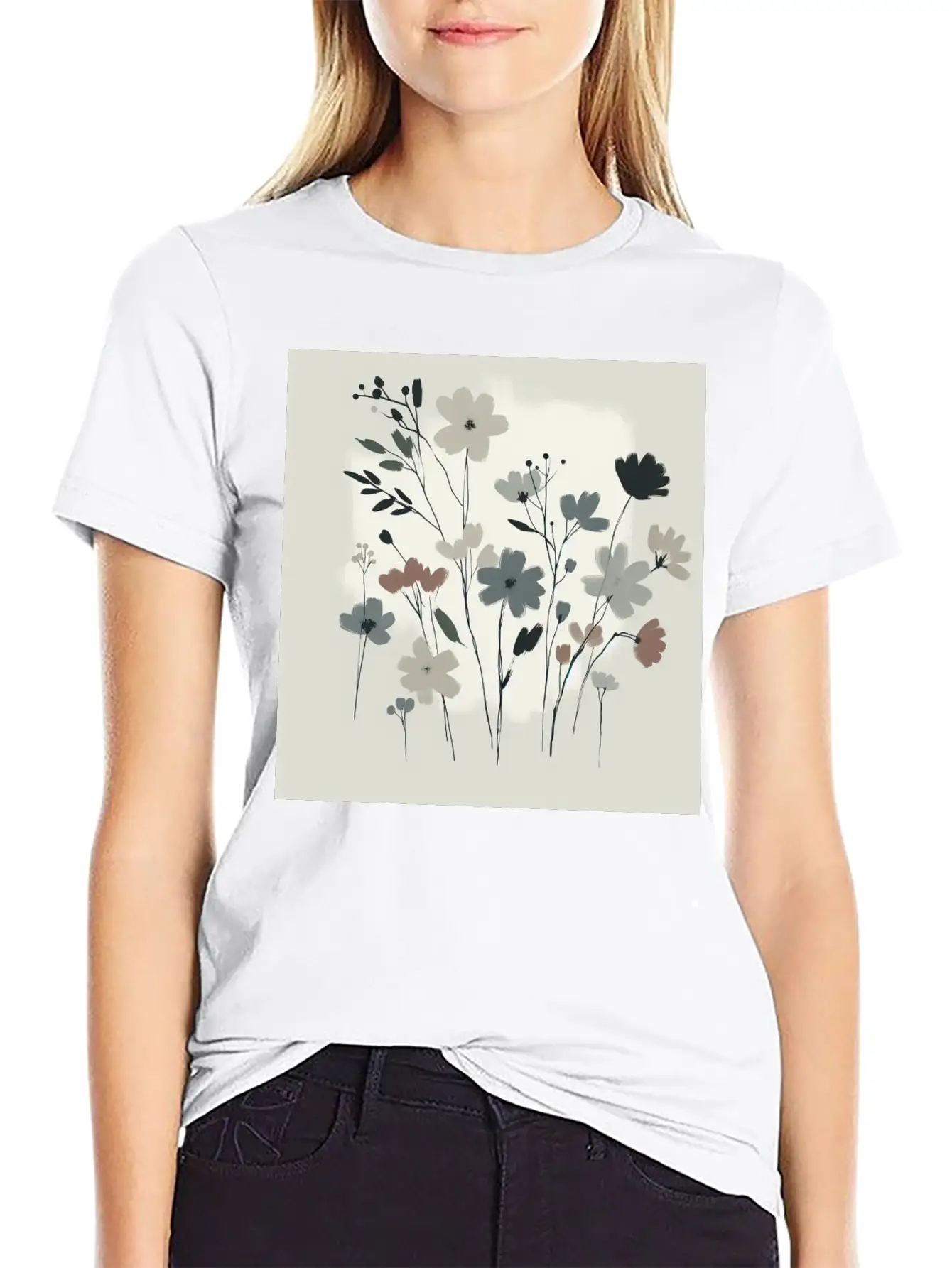 Minimal Floral Design Stylish Everyday T-Shirt – Unisex Basic Cotton Tee