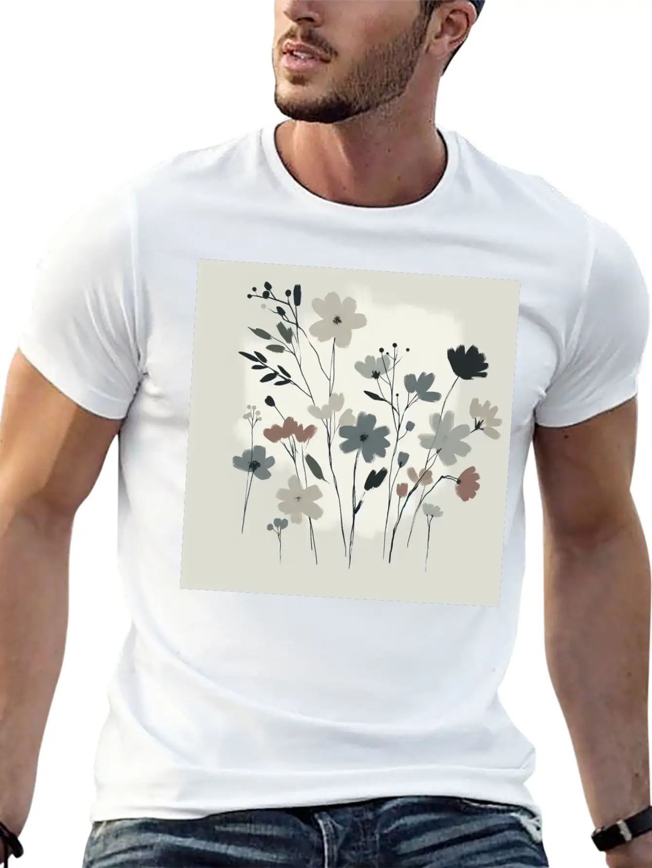 Minimal Floral Design Stylish Everyday T-Shirt – Unisex Basic Cotton Tee