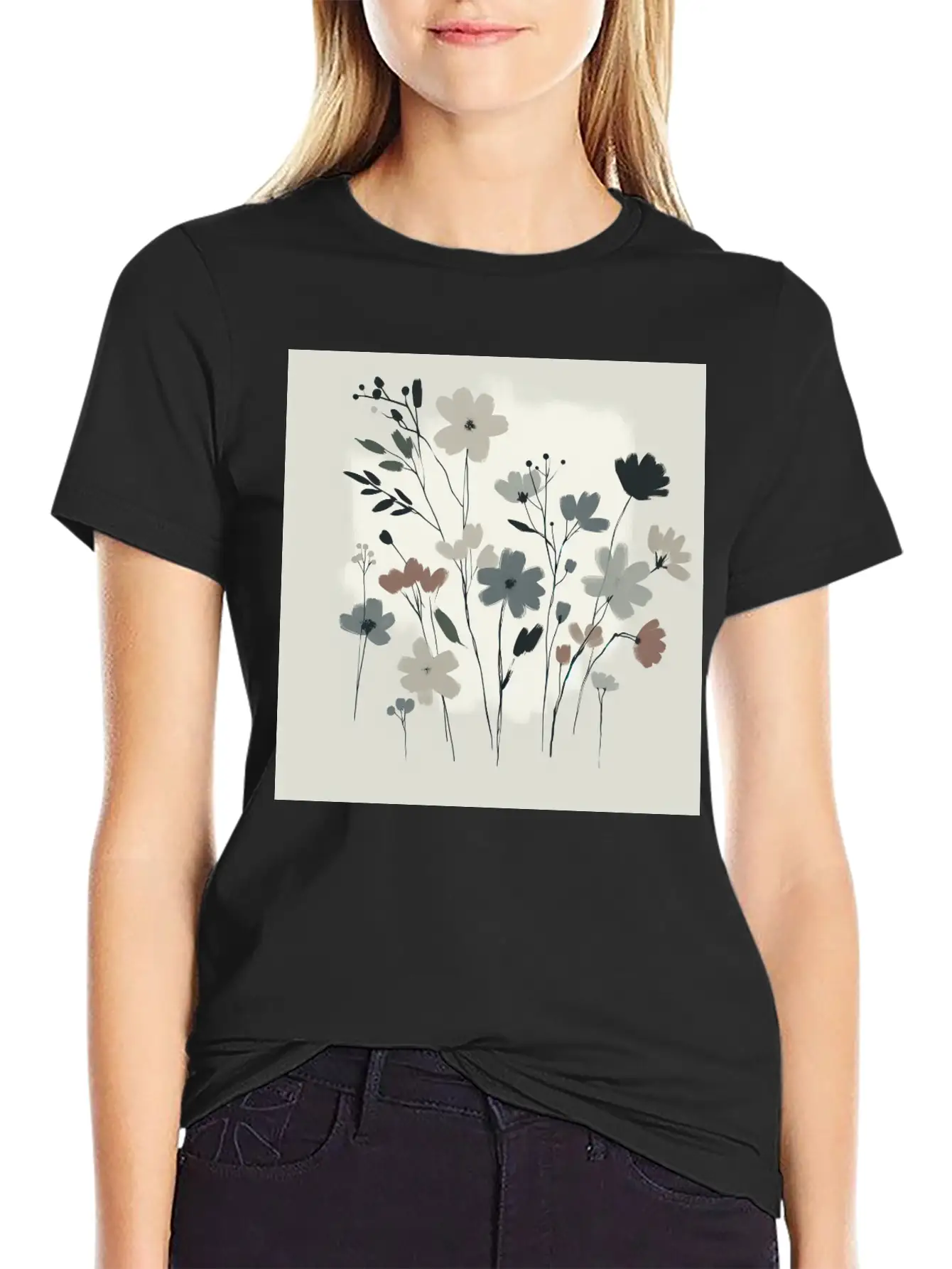 Minimal Floral Design Stylish Everyday T-Shirt – Unisex Basic Cotton Tee