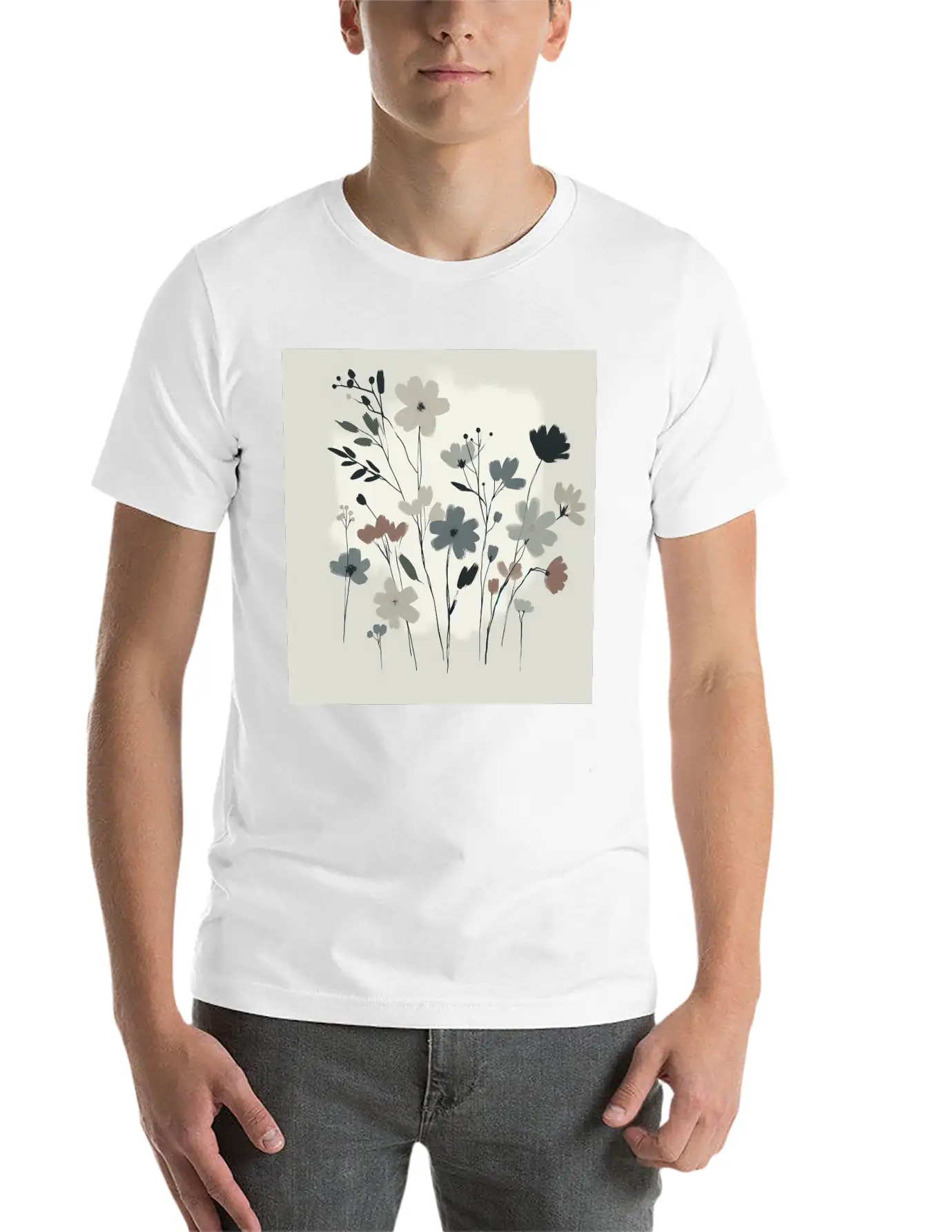 Minimal Floral Design Stylish Everyday T-Shirt – Unisex Basic Cotton Tee