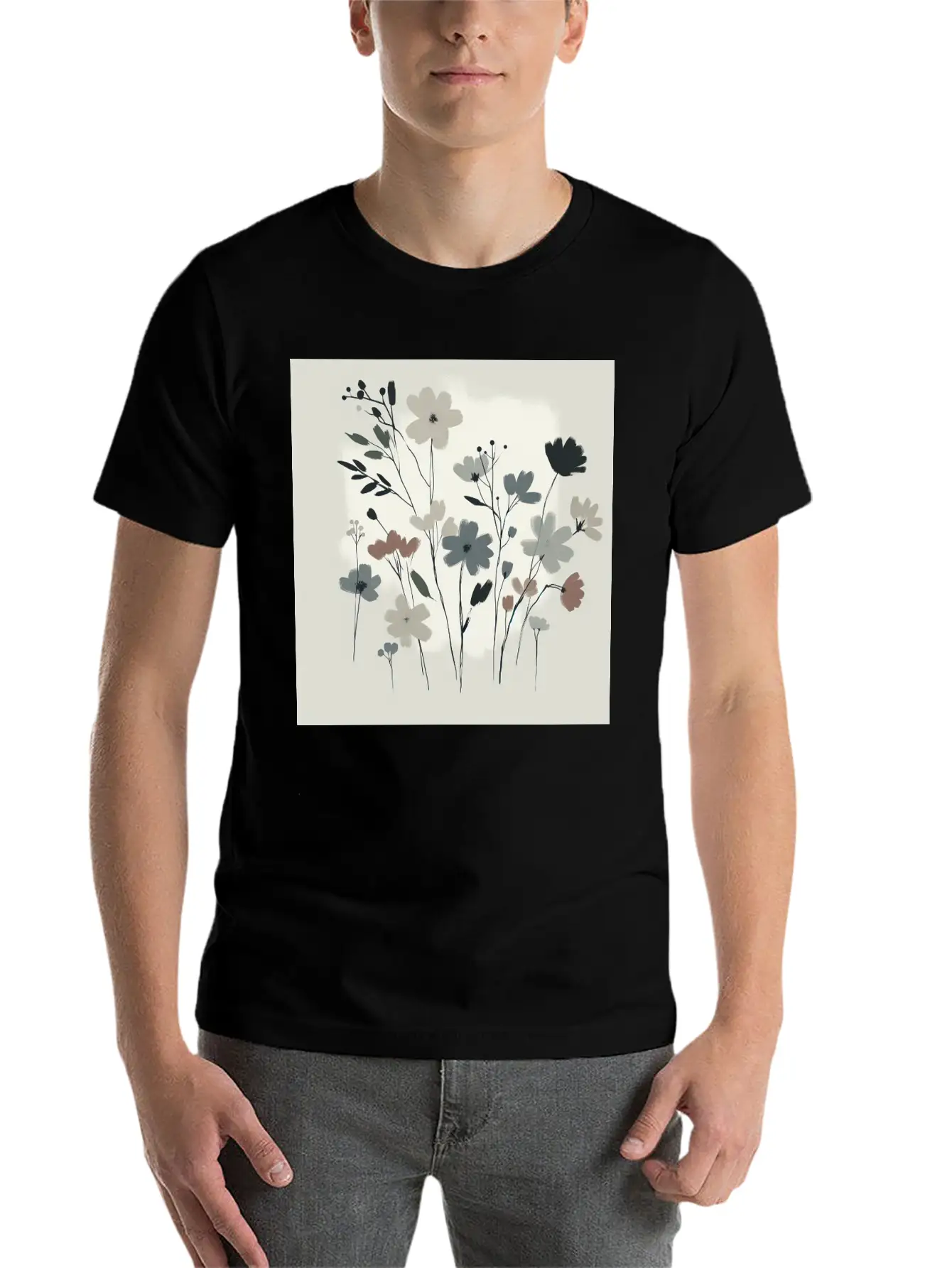 Minimal Floral Design Stylish Everyday T-Shirt – Unisex Basic Cotton Tee