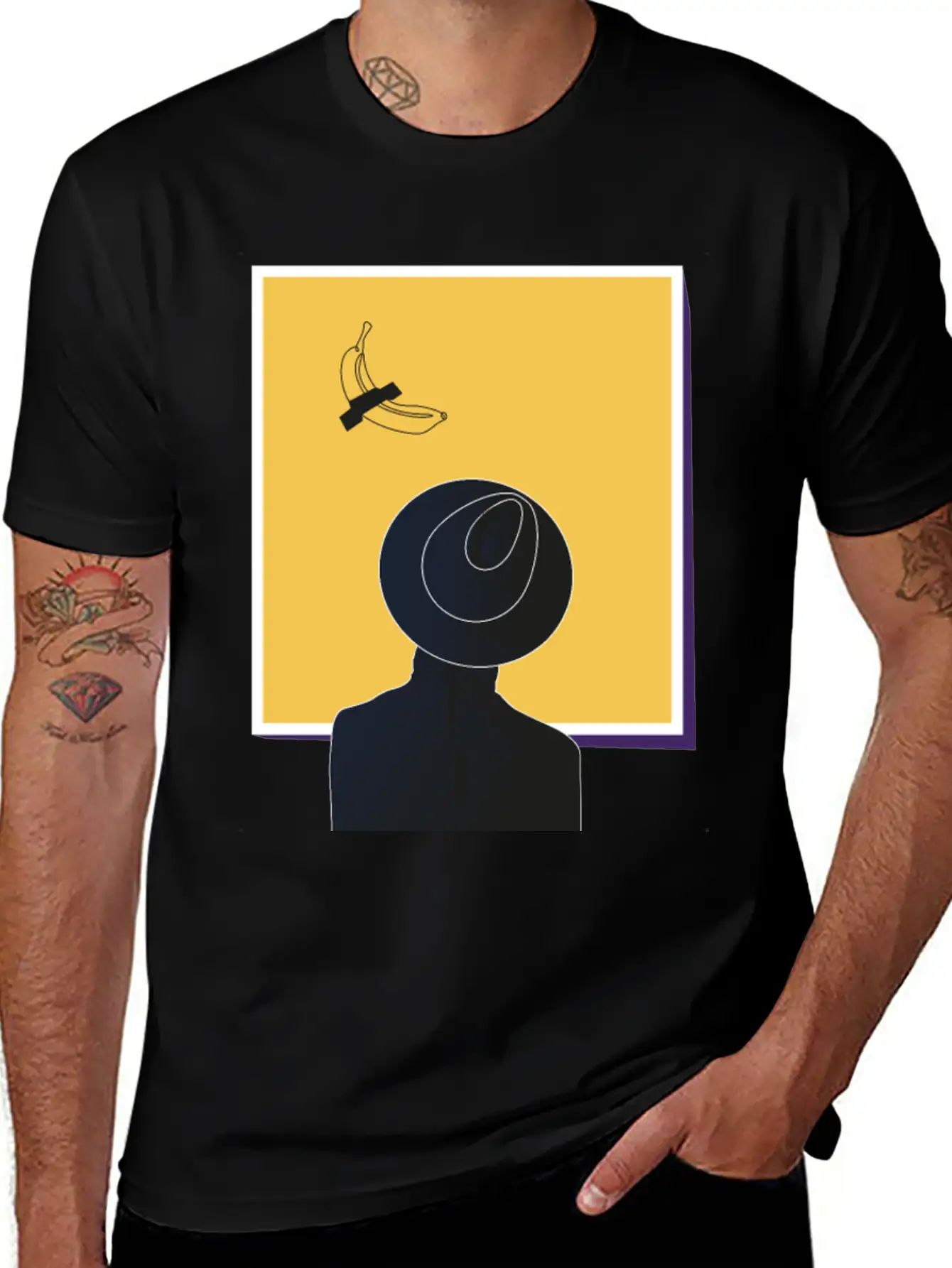 Minimalist Illustration Of A Man Looking At Art Essential Unisex Summer Tee – Soft Cotton Casual Fit