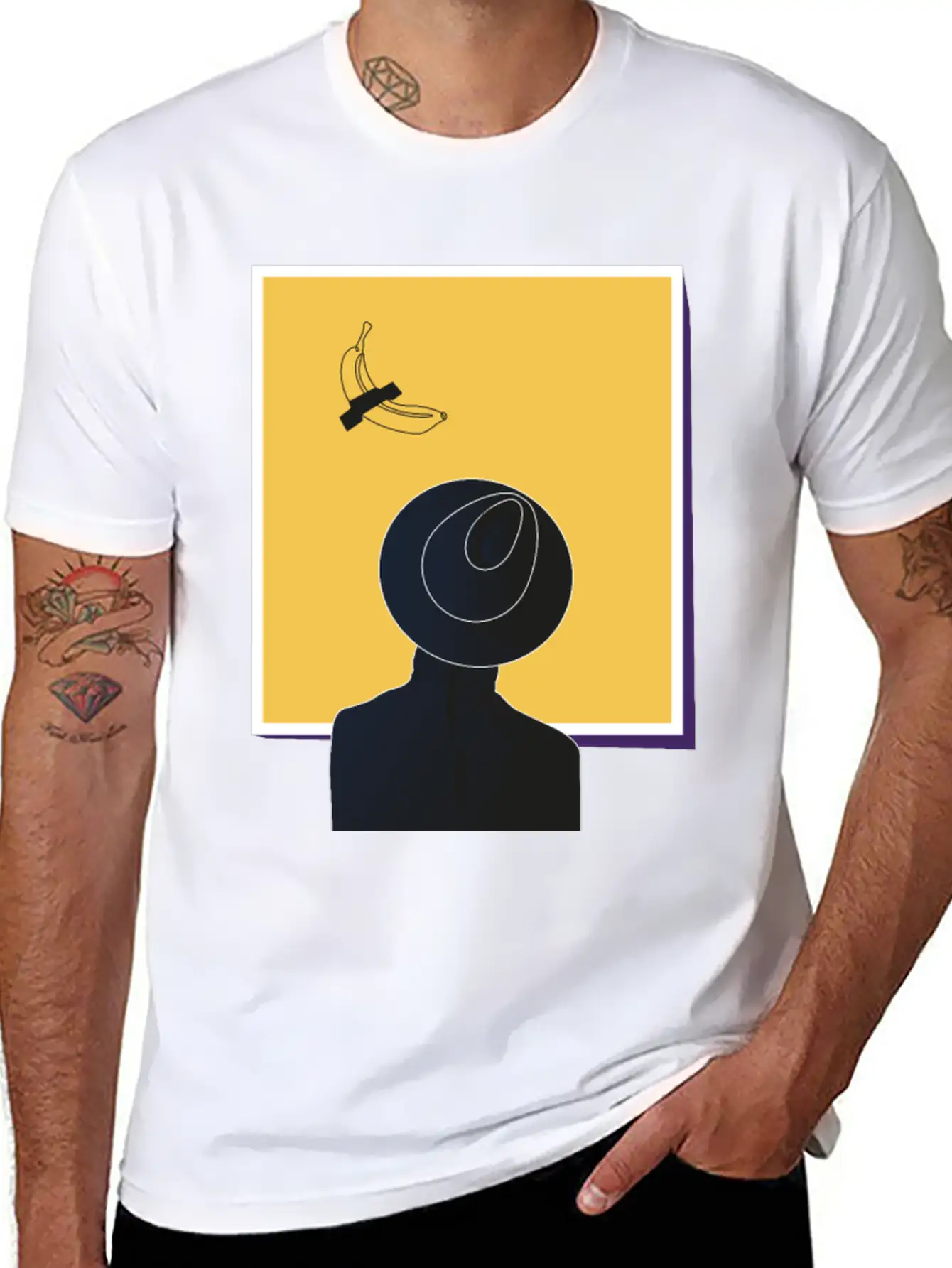 Minimalist Illustration Of A Man Looking At Art Essential Unisex Summer Tee – Soft Cotton Casual Fit