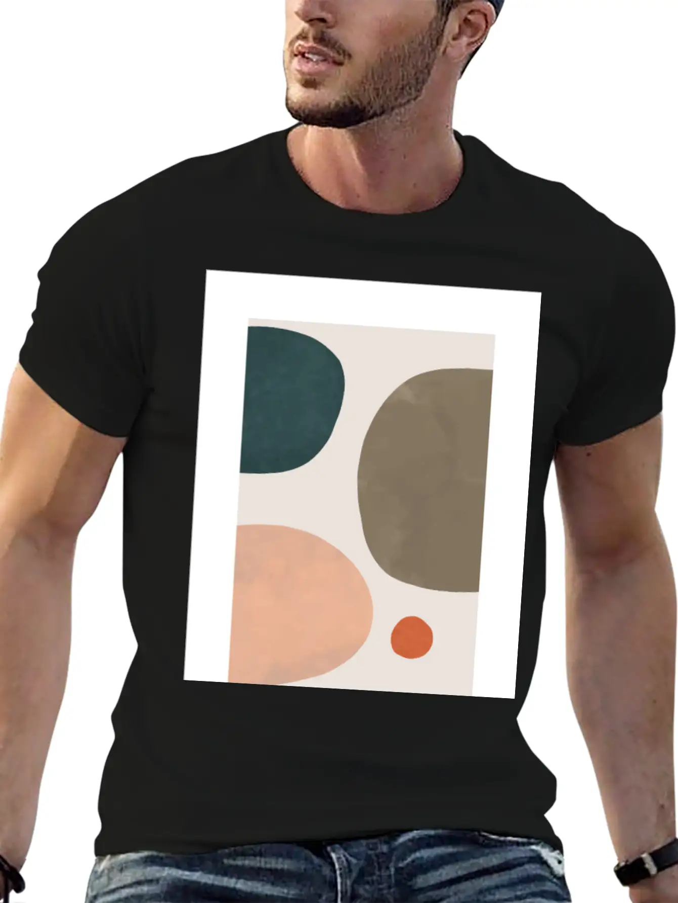Minimalist Leaf Trio Line Art Print - Soft Pastel Basic Graphic T-Shirt – Daily Comfort In Soft Cotton