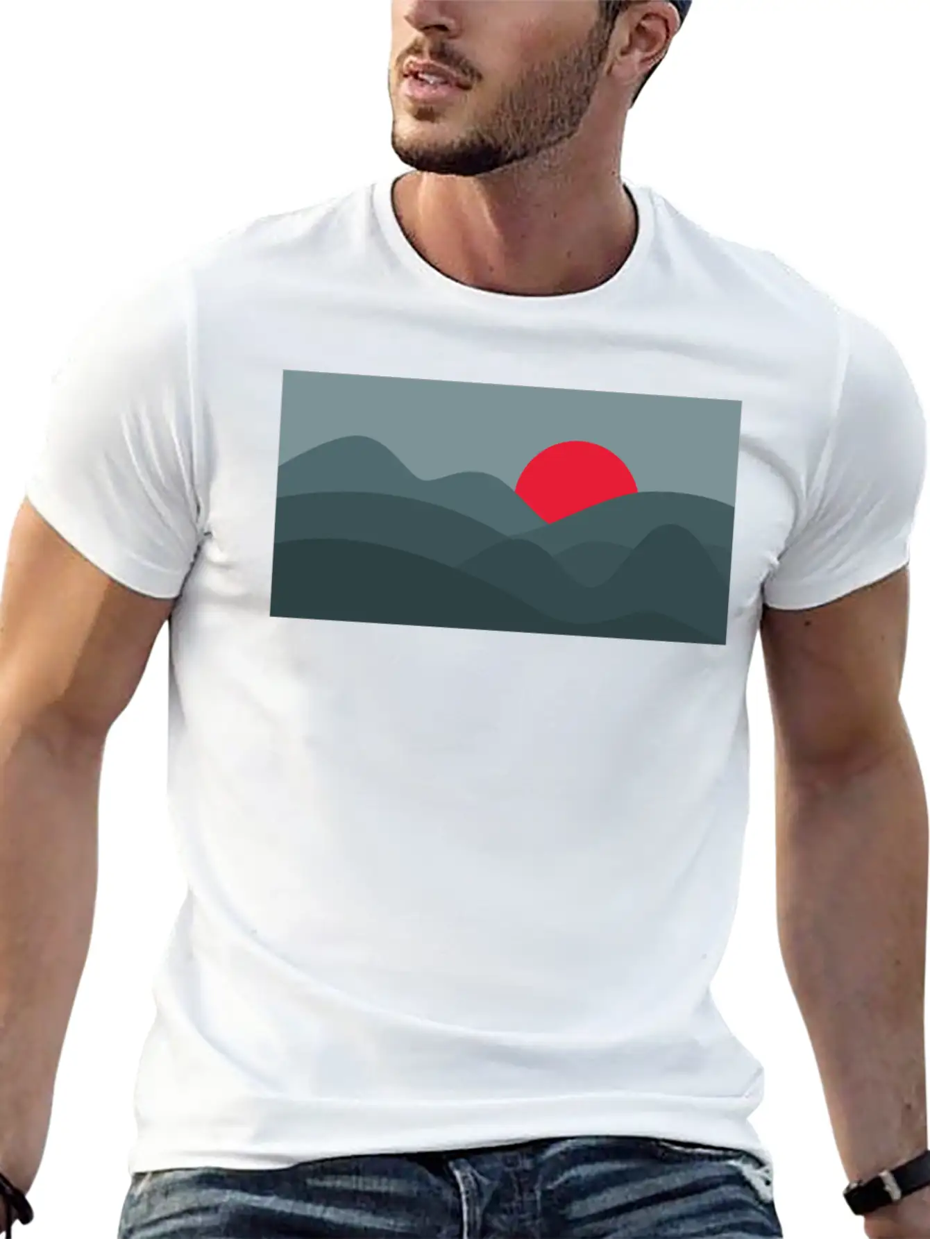 Minimalist Sun Dark Blue Basic Graphic T-Shirt – Daily Comfort In Soft Cotton