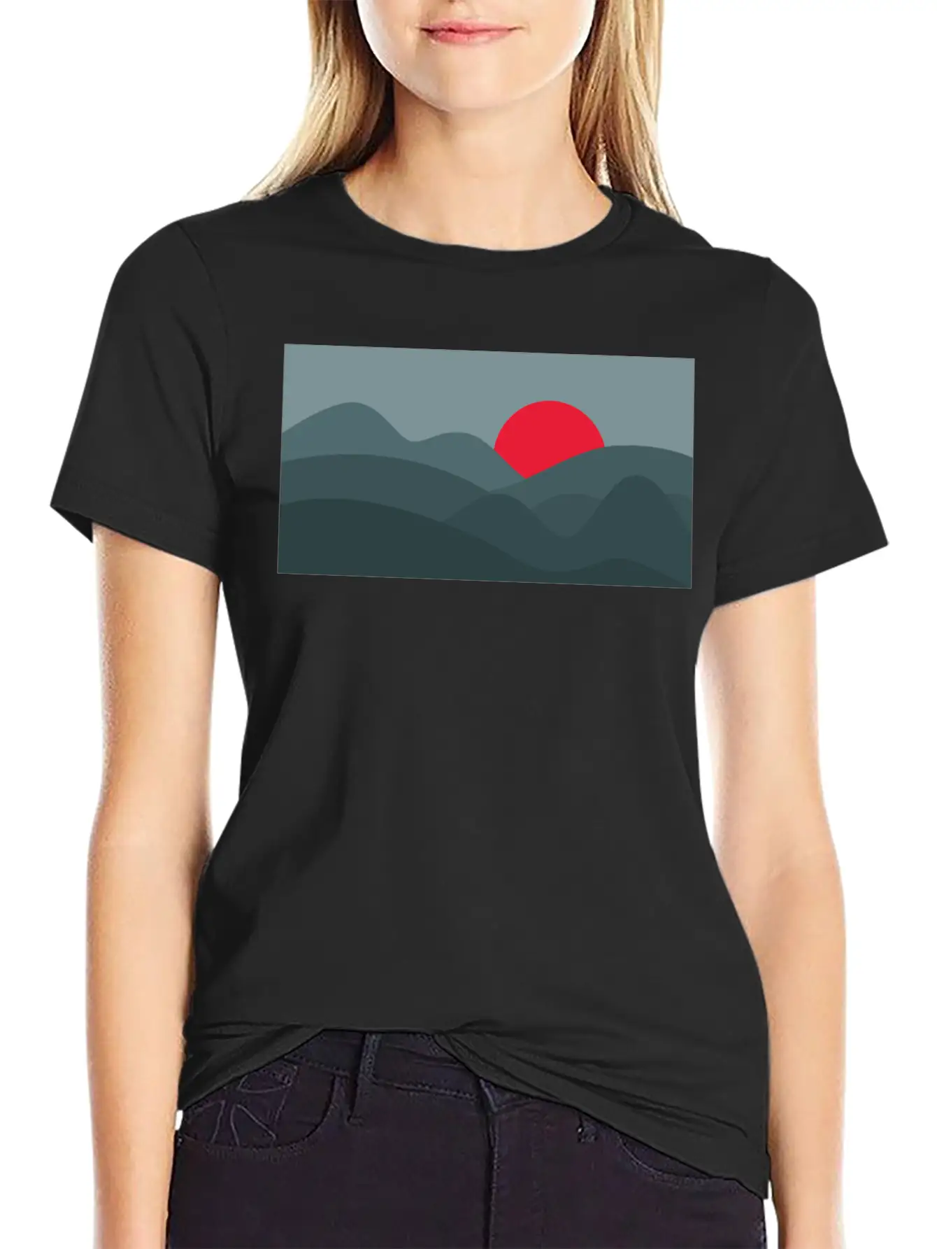Minimalist Sun Dark Blue Basic Graphic T-Shirt – Daily Comfort In Soft Cotton