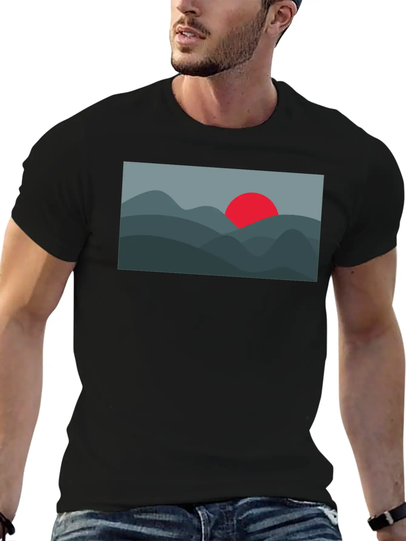 Minimalist Sun Dark Blue Basic Graphic T-Shirt – Daily Comfort In Soft Cotton