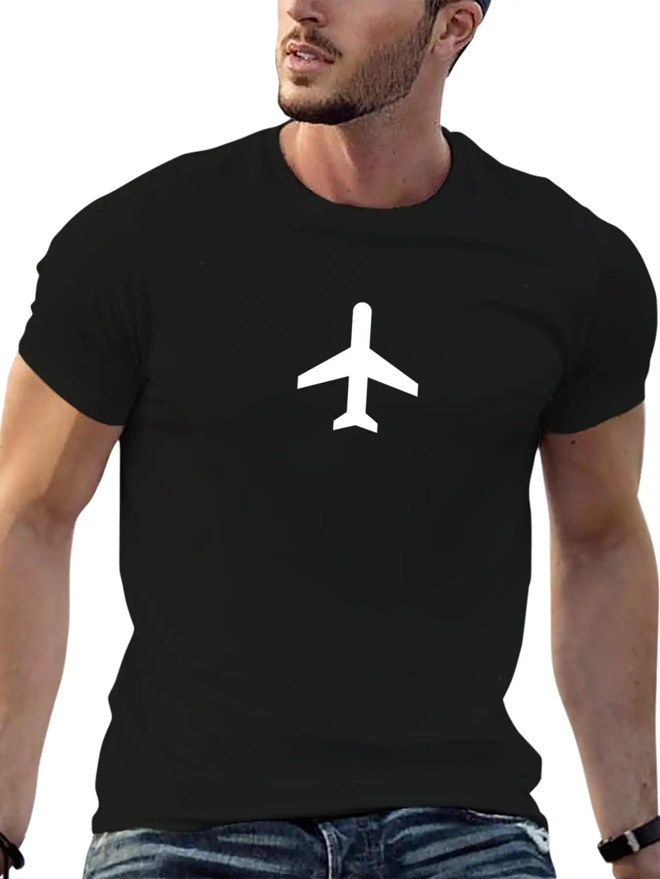 Minimalistic Airplane #minimalism Stylish Everyday T-Shirt – Unisex Basic Cotton Tee