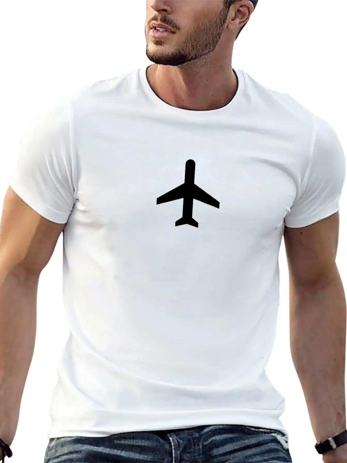 Minimalistic Airplane #minimalism Stylish Everyday T-Shirt – Unisex Basic Cotton Tee