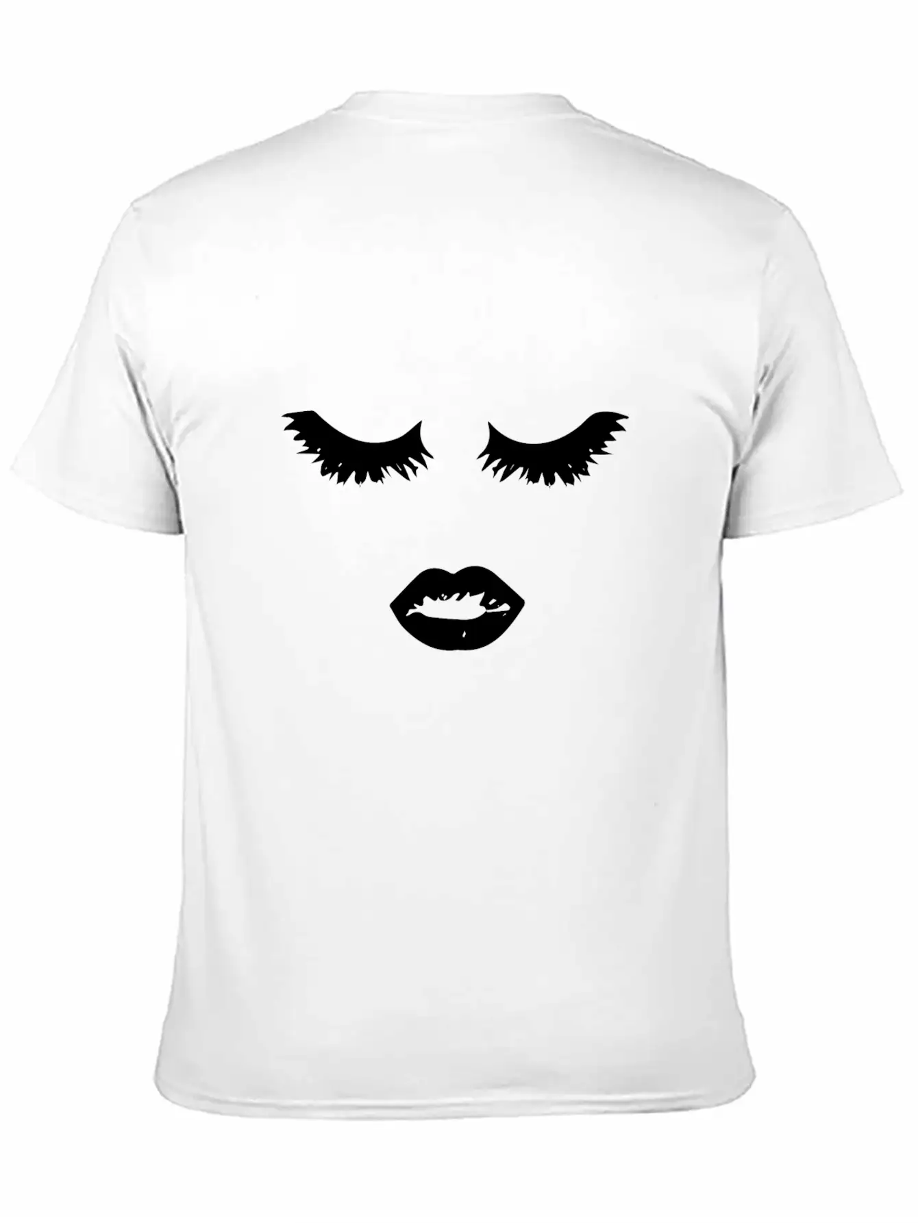 Minimalistic Black Mascara Edgy Eyelashes And Lips Timeless Short Sleeve Tee – Comfy And Minimalist Design
