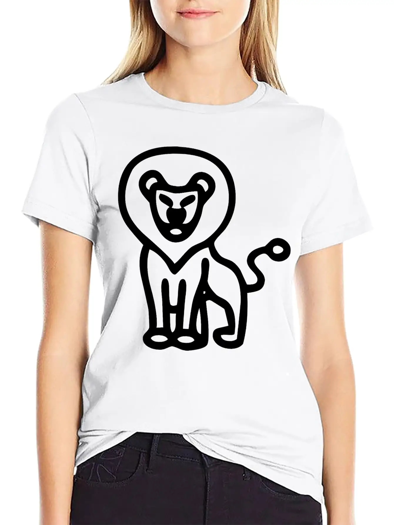 Minimalistic Lion Comfortable Minimalist Graphic Tee – Summer Style Essential