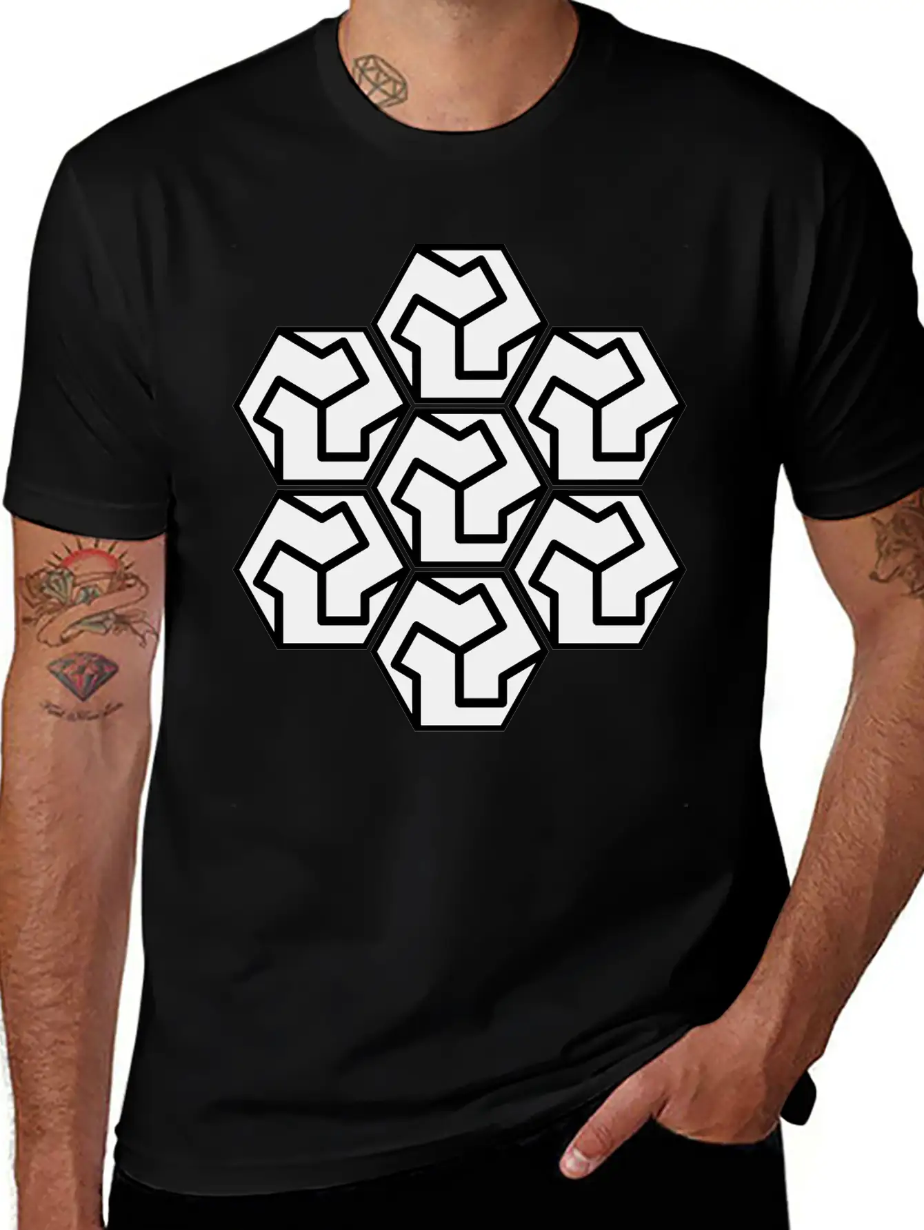 Mirza Akbar Tile Design Basic Graphic T-Shirt – Daily Comfort In Soft Cotton