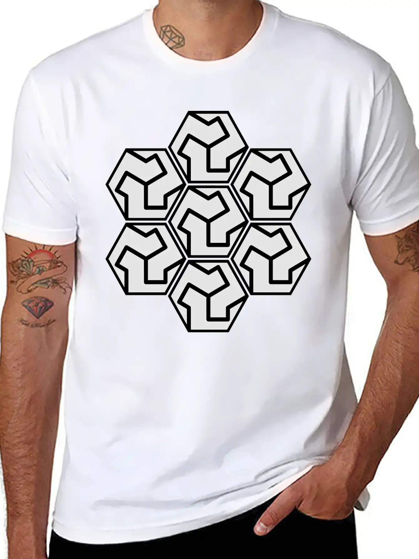 Mirza Akbar Tile Design Basic Graphic T-Shirt – Daily Comfort In Soft Cotton