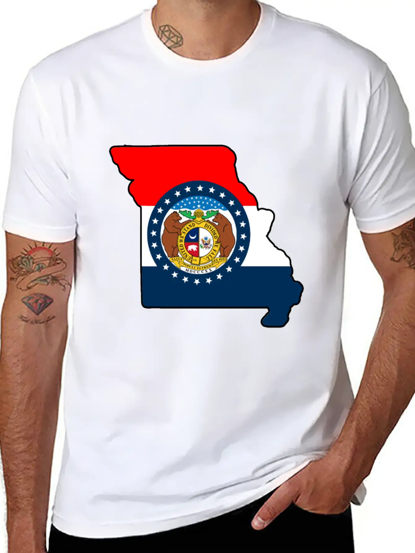 Missouri Flag Map Unisex Casual T-Shirt – Clean Design For Daily Comfort