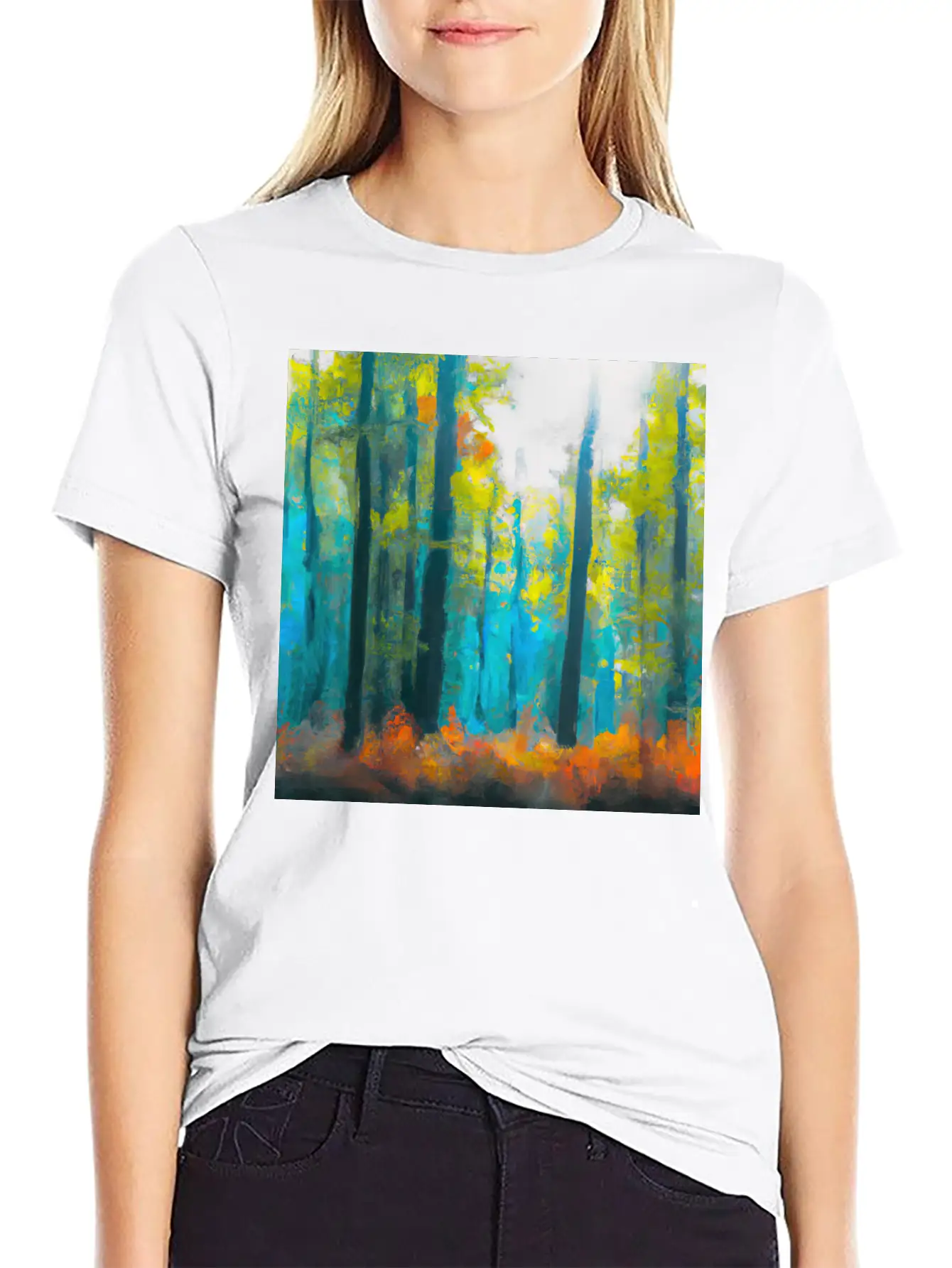 Misty Autumn Forest Basic Graphic T-Shirt – Daily Comfort In Soft Cotton