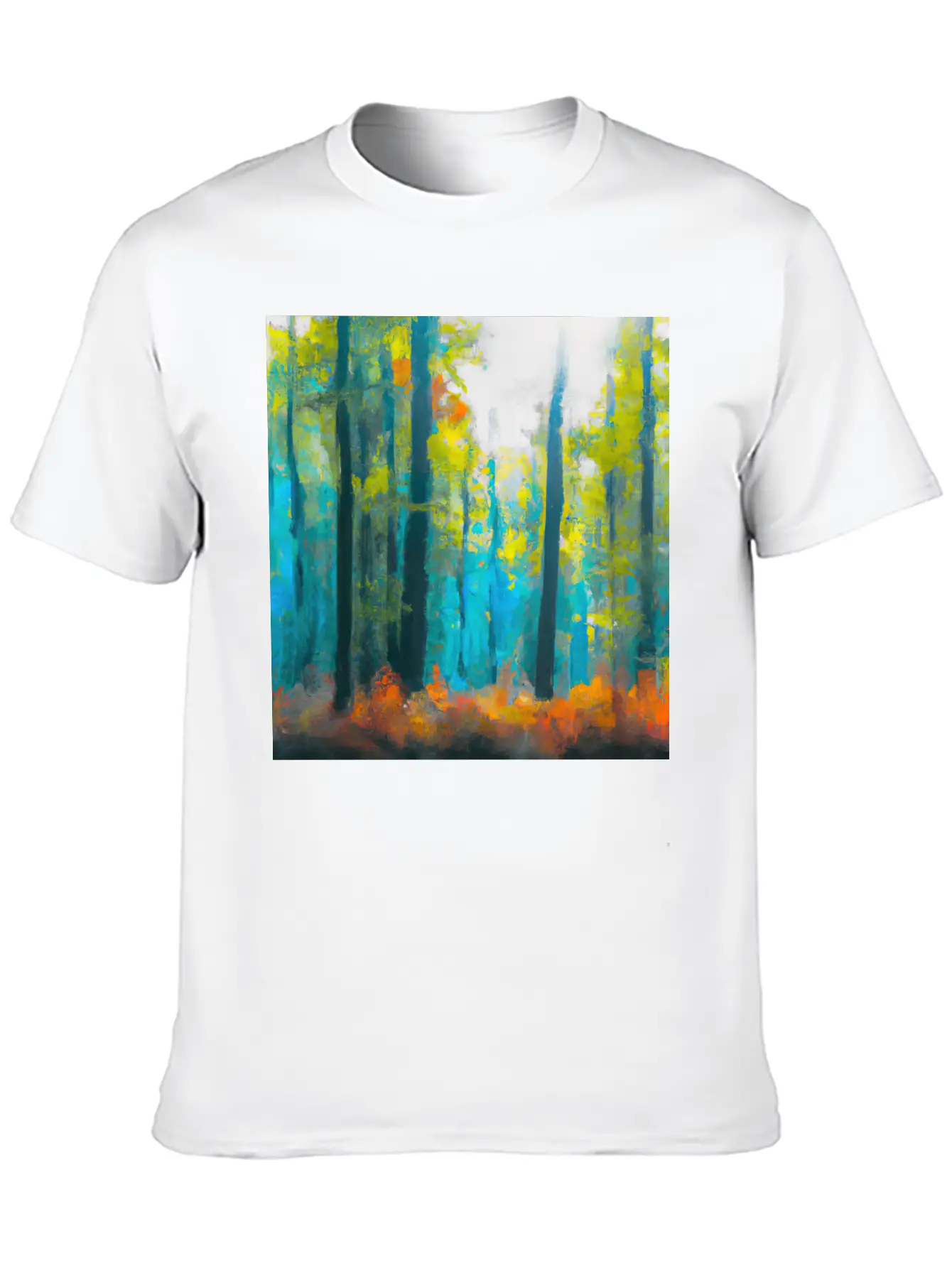 Misty Autumn Forest Basic Graphic T-Shirt – Daily Comfort In Soft Cotton
