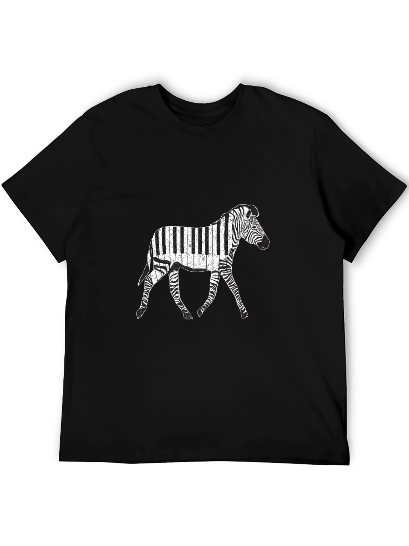 Zebra Piano T-Shirt - Black Graphic Tee