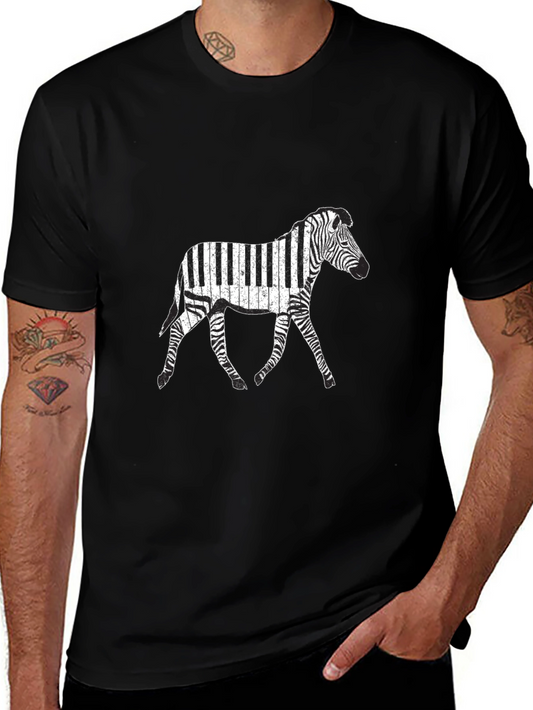 Zebra Piano T-Shirt - Black Graphic Tee