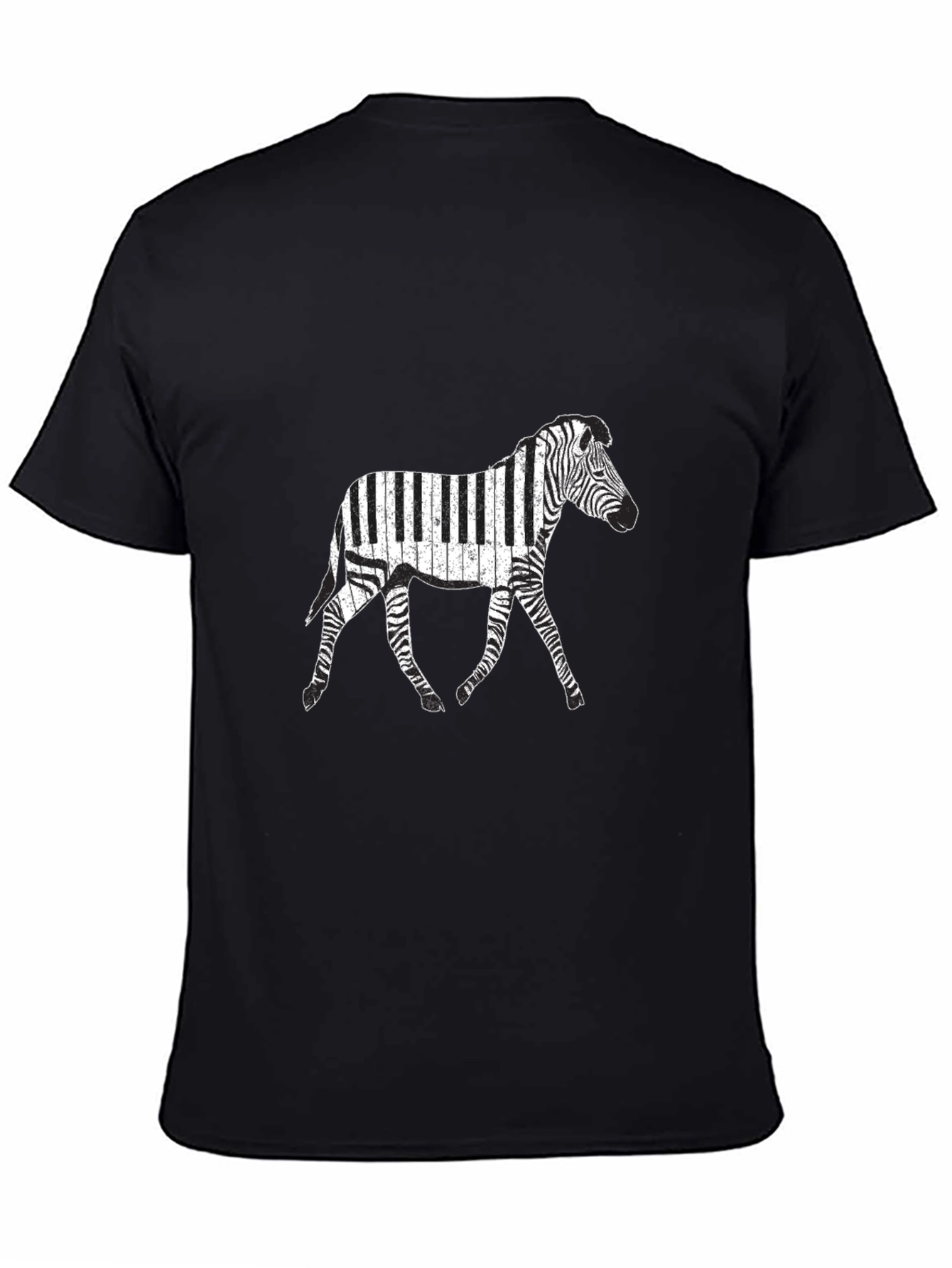 Zebra Piano T-Shirt - Black Graphic Tee