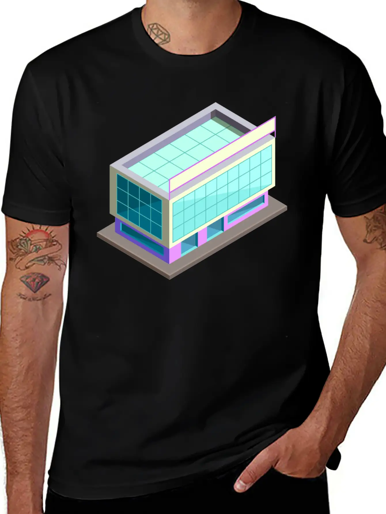 Modern Building Cartoon 06 Stylish Everyday T-Shirt – Unisex Basic Cotton Tee