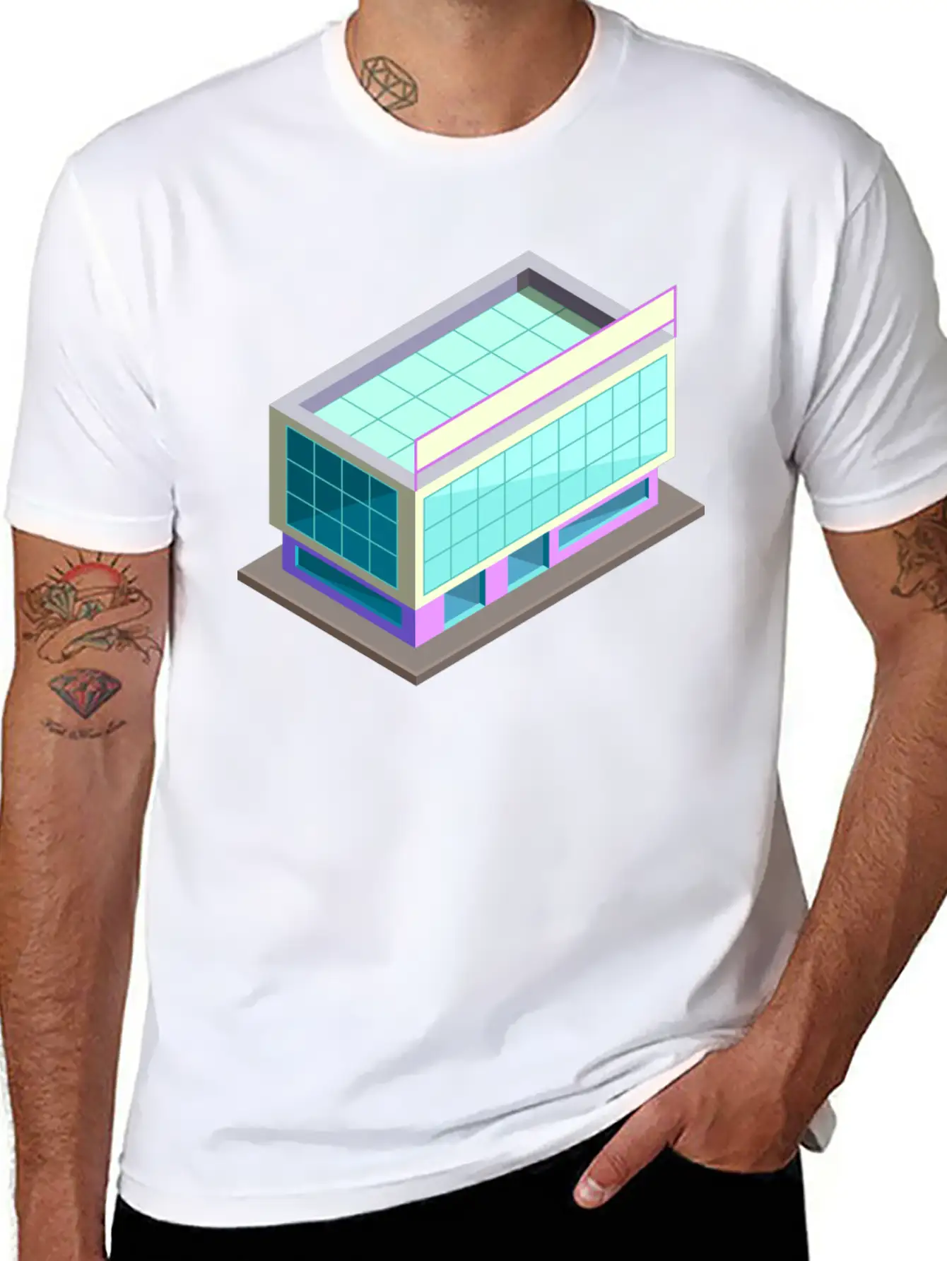 Modern Building Cartoon 06 Stylish Everyday T-Shirt – Unisex Basic Cotton Tee