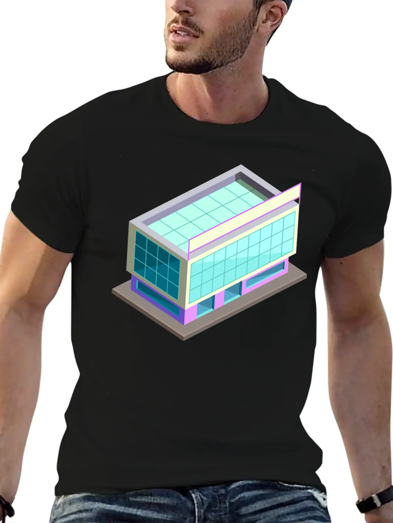 Modern Building Cartoon 06 Stylish Everyday T-Shirt – Unisex Basic Cotton Tee