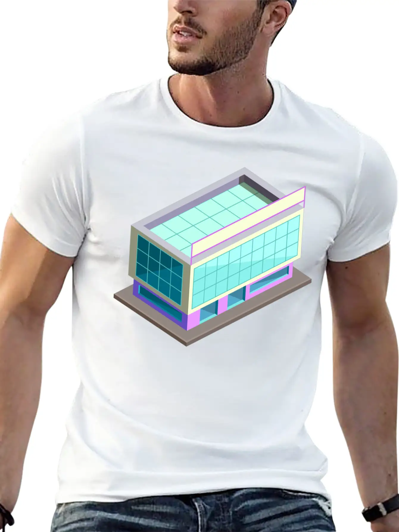 Modern Building Cartoon 06 Stylish Everyday T-Shirt – Unisex Basic Cotton Tee