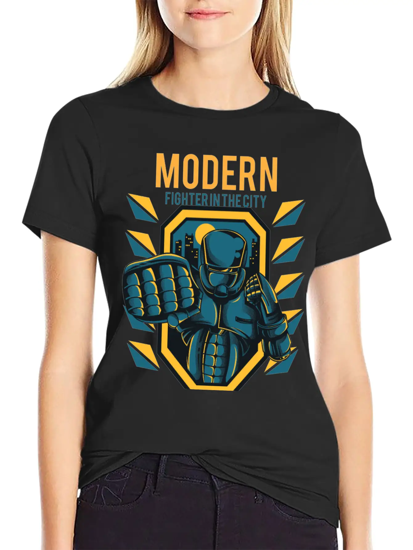 Modern Fighter In The City. Fast And Sure Stylish Everyday T-Shirt – Unisex Basic Cotton Tee