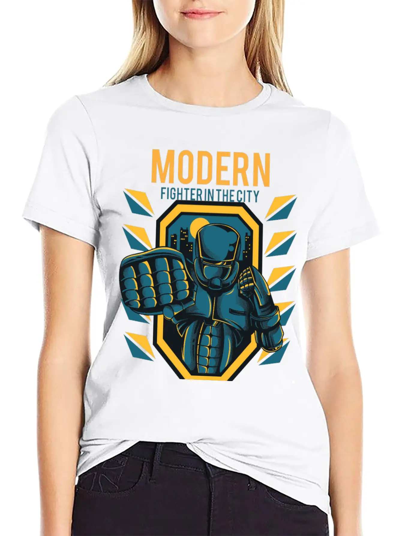 Modern Fighter In The City. Fast And Sure Stylish Everyday T-Shirt – Unisex Basic Cotton Tee