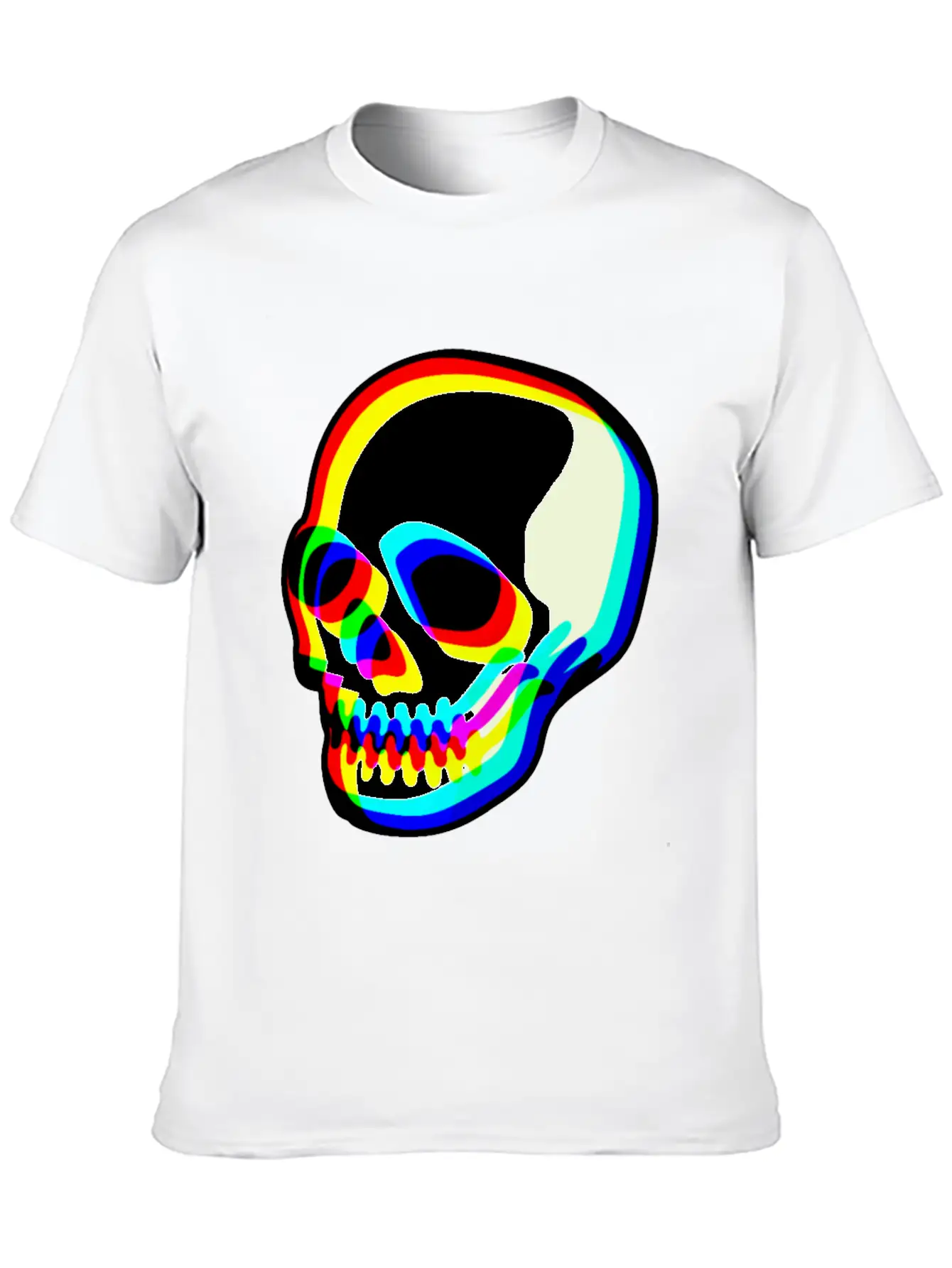 Modern Neon Skull Illustration Comfortable Minimalist Graphic Tee – Summer Style Essential