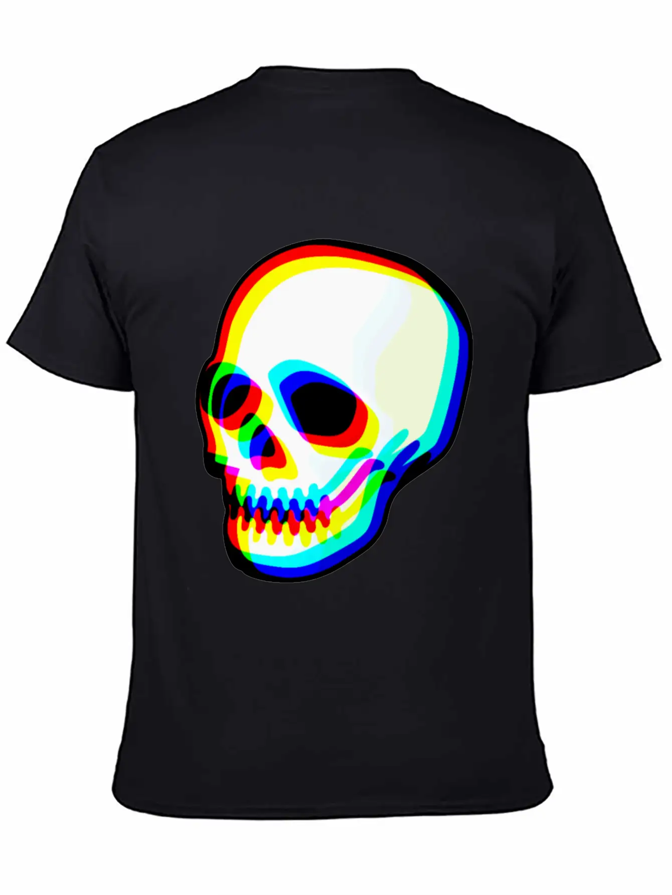 Modern Neon Skull Illustration Comfortable Minimalist Graphic Tee – Summer Style Essential
