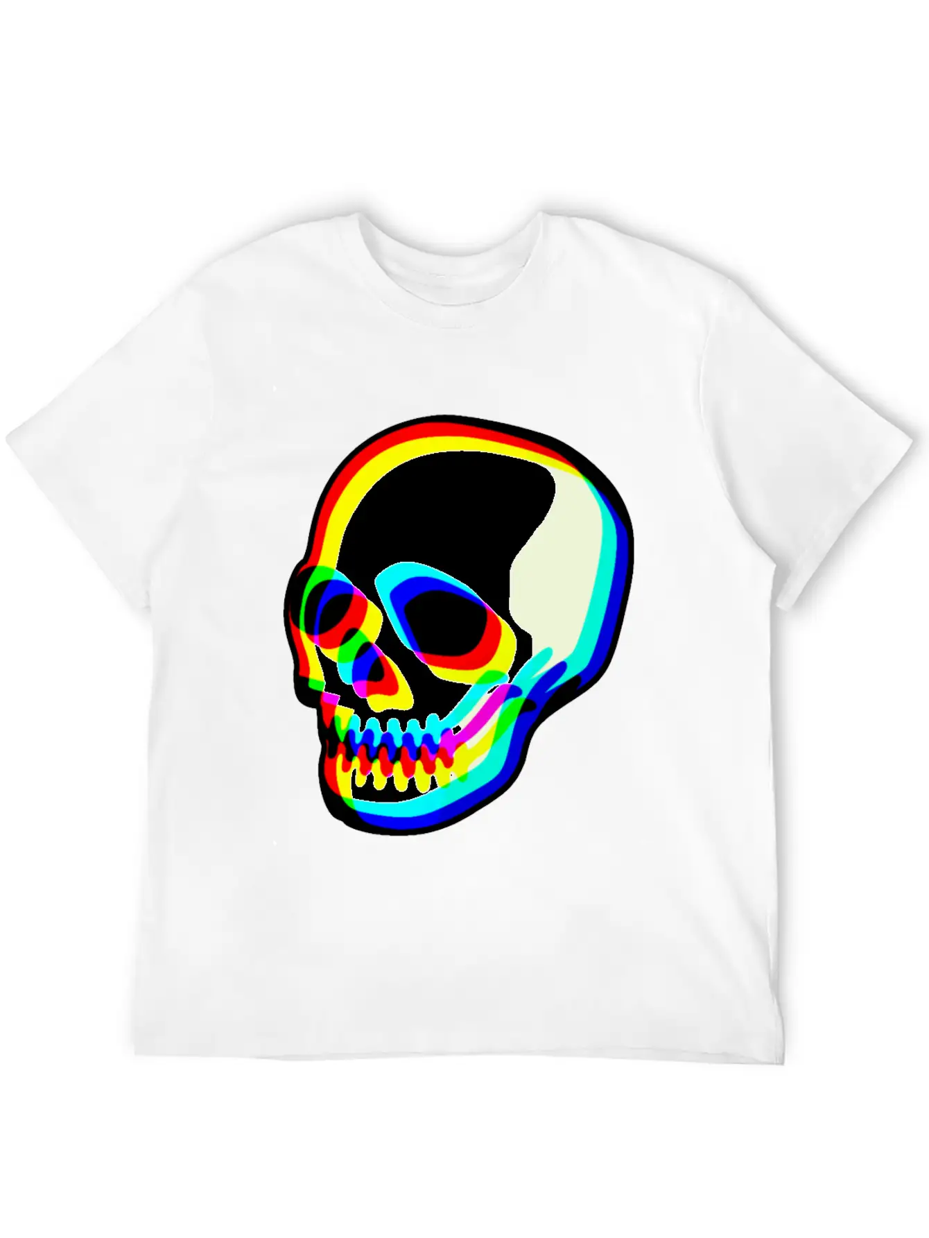 Modern Neon Skull Illustration Comfortable Minimalist Graphic Tee – Summer Style Essential