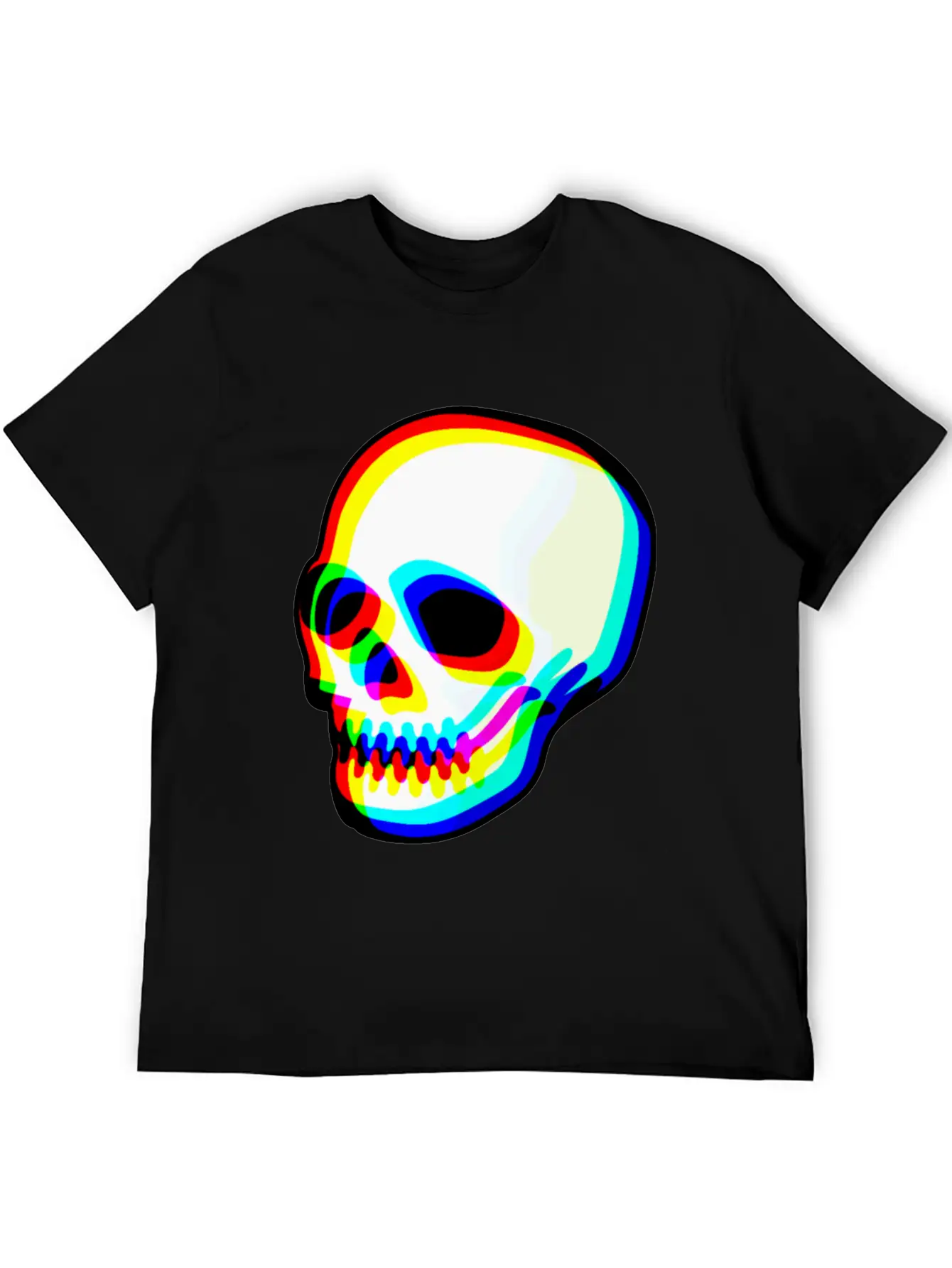 Modern Neon Skull Illustration Comfortable Minimalist Graphic Tee – Summer Style Essential