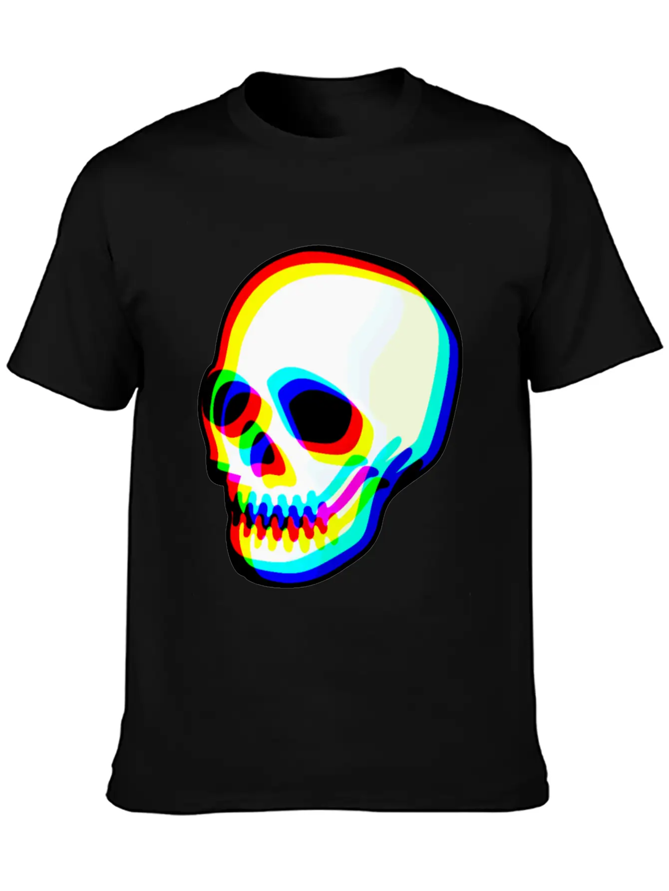 Modern Neon Skull Illustration Comfortable Minimalist Graphic Tee – Summer Style Essential