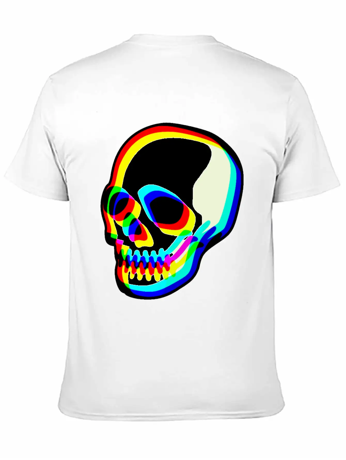 Modern Neon Skull Illustration Comfortable Minimalist Graphic Tee – Summer Style Essential