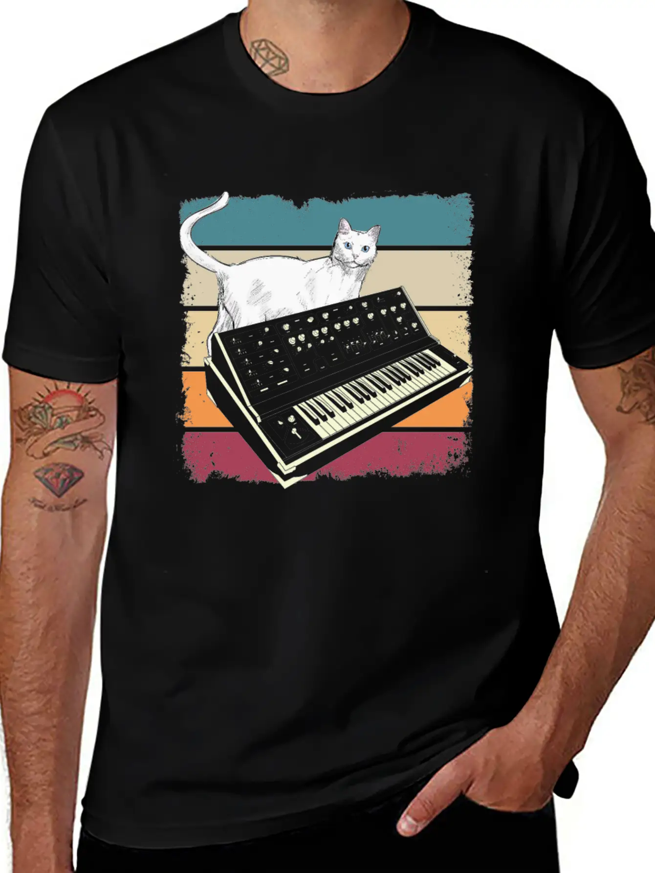 Modular Synthesizer Music Producer Cat Lover Timeless Short Sleeve Tee – Comfy And Minimalist Design